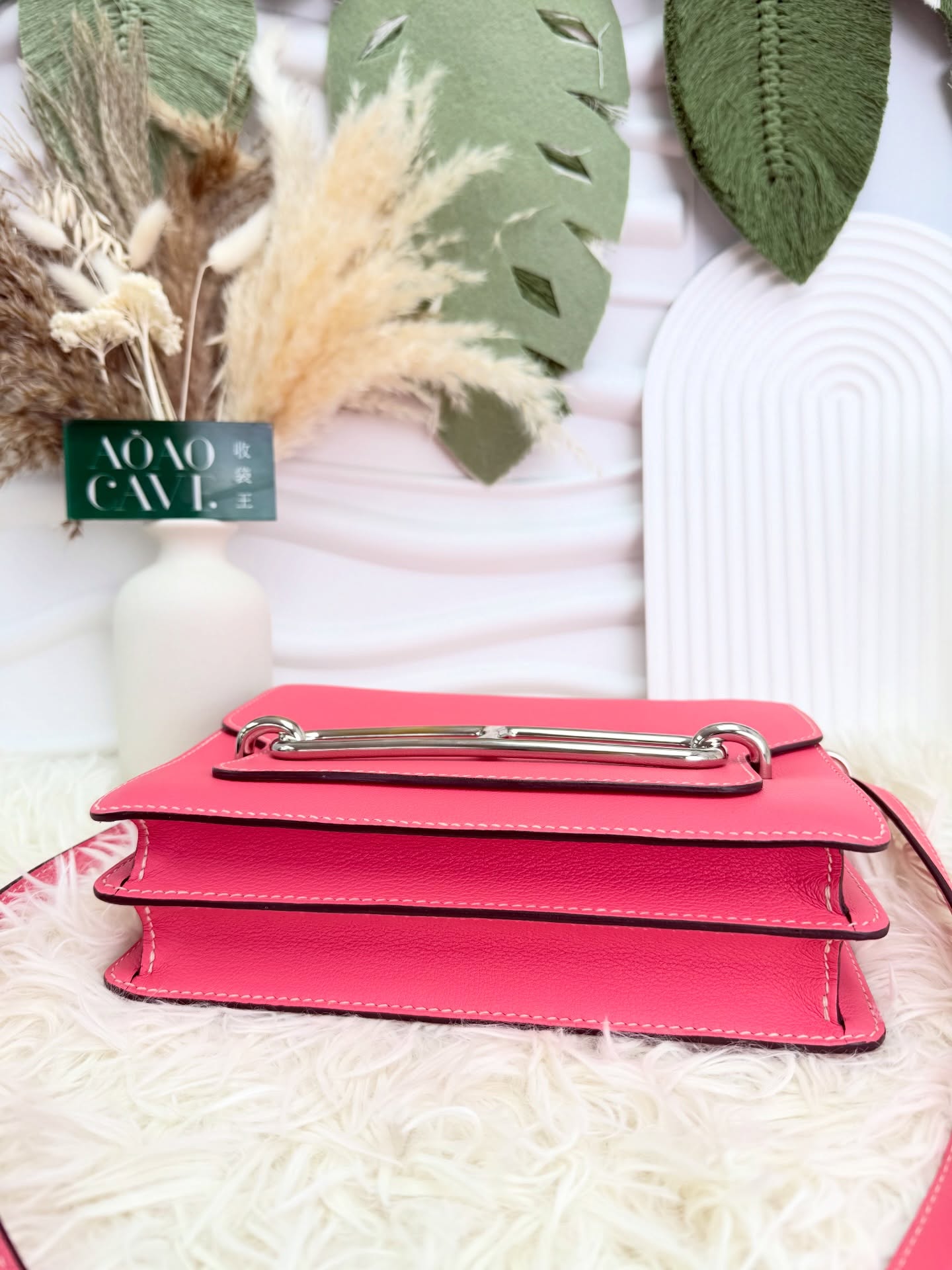 Hermes🤍PRE OWNED 🩷唇膏粉 銀扣8w Roulis23 d stamp 🐽