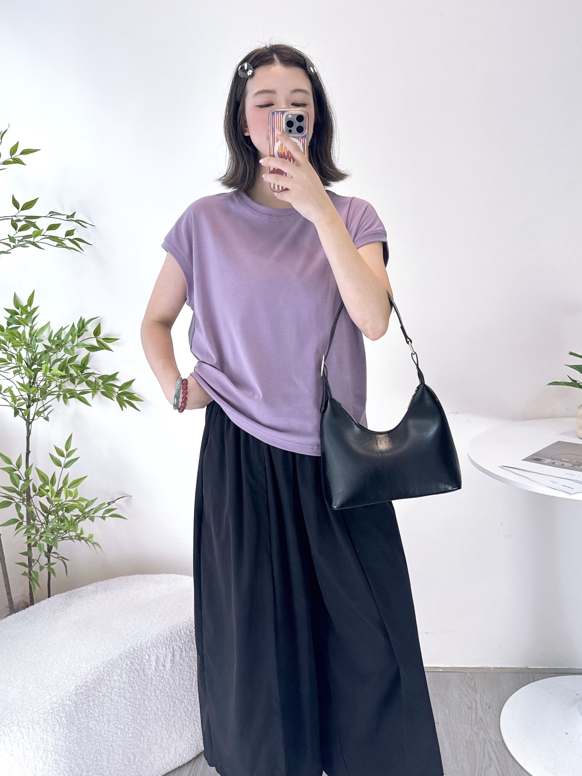 彈性純棉雞翼袖淨色上衣 8色