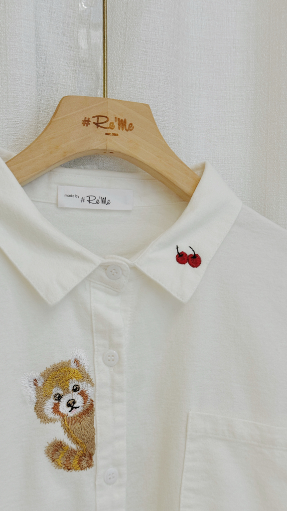 🐻Beary Shy🍒手作刺绣白衬衫