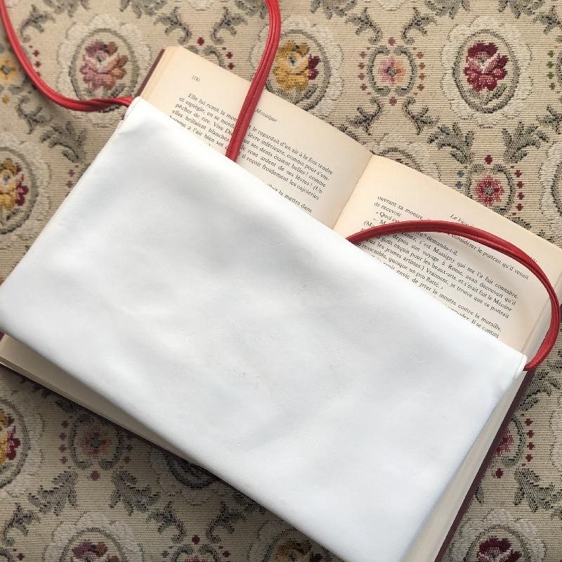 Vintage C.a. 1960-70s Canada Cabretti Red & White Ribbon Two Way Clutch/Shoulder Envelope Bag(MT1789)