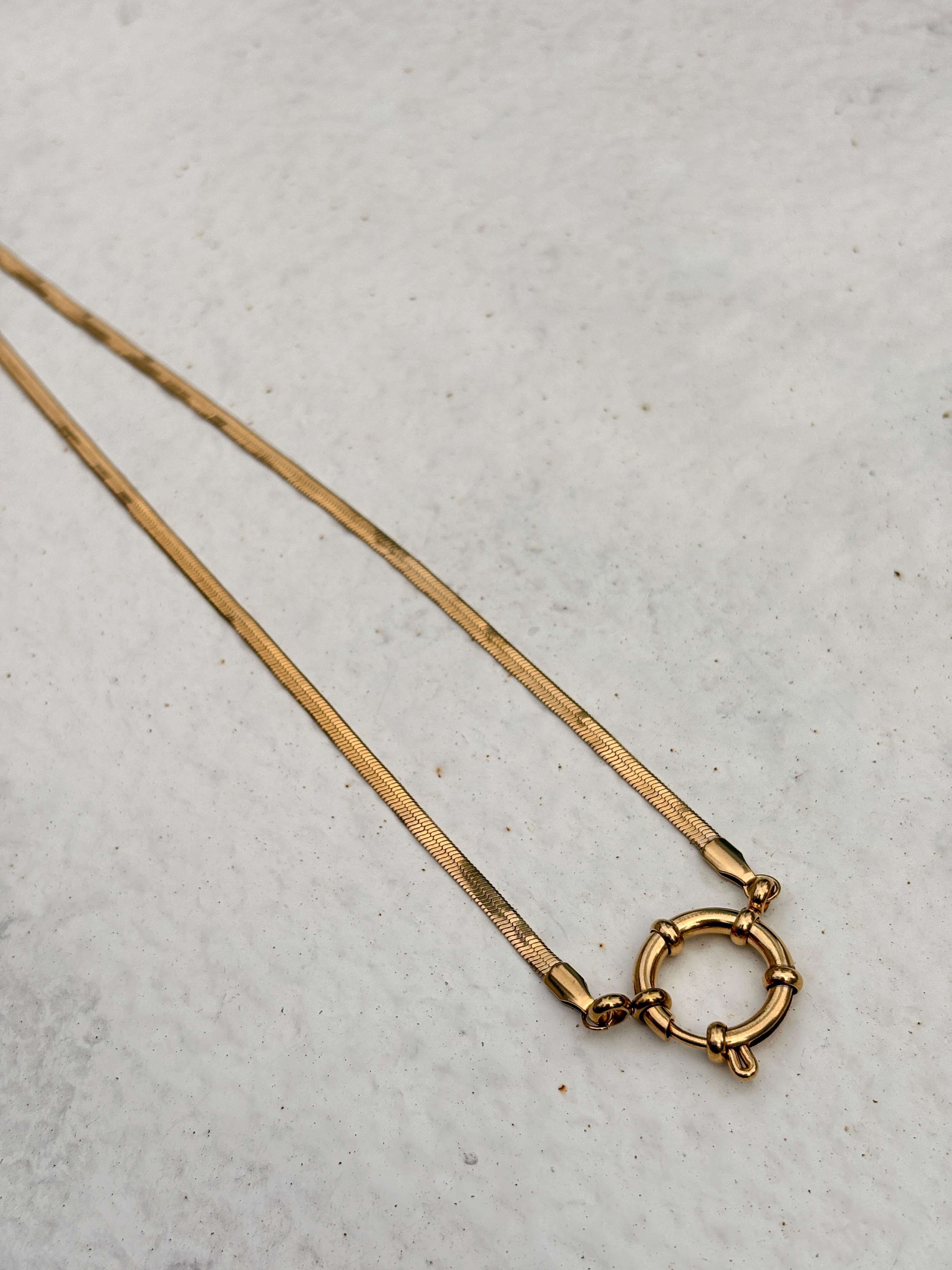 Gold anchor snake stainless necklace