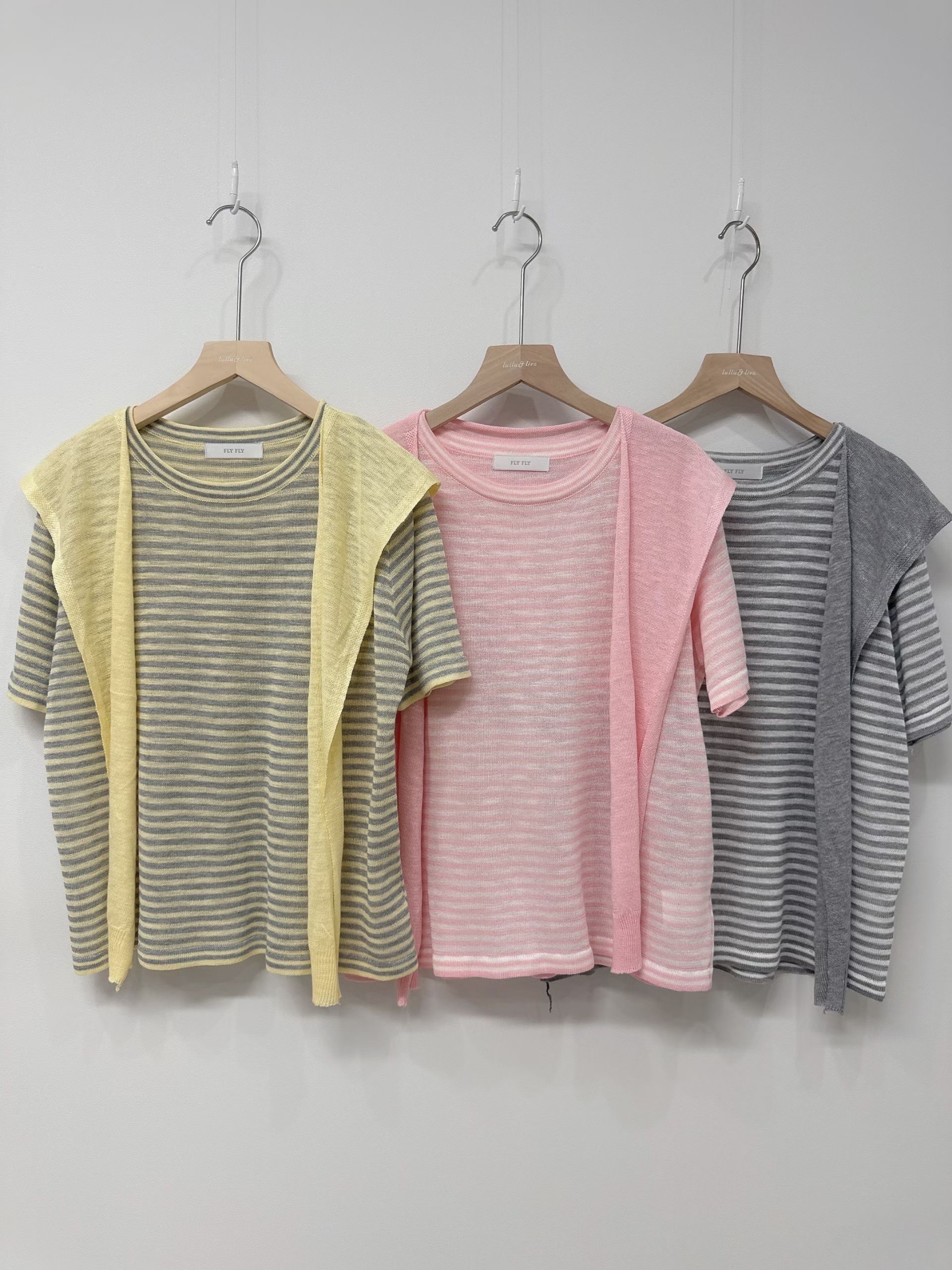 🇰🇷K5577 薄針織橫間假兩件tee