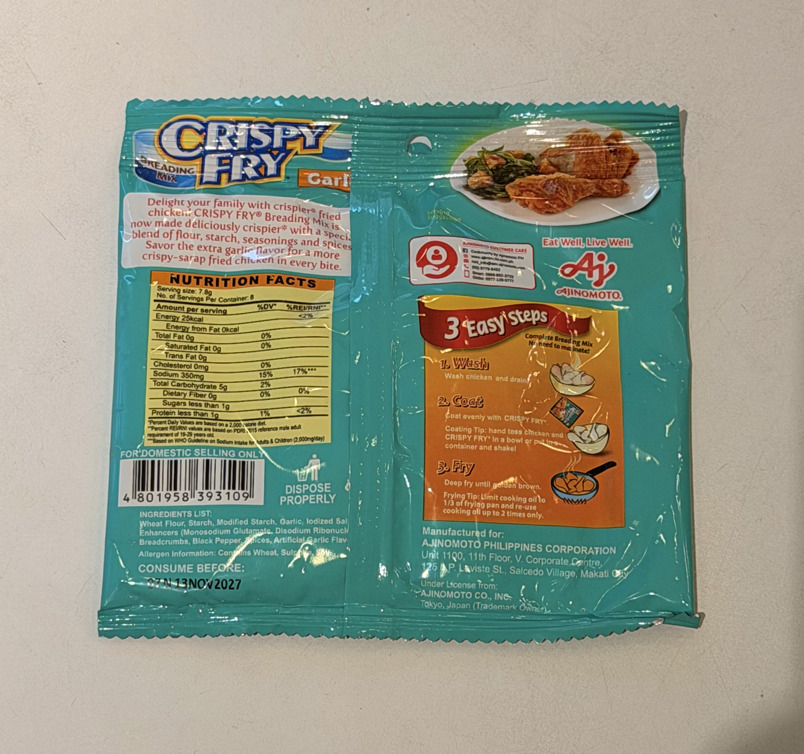 Ajinomoto Crispy Fry--Garlic 酥炸粉(蒜香) 62g - 1包