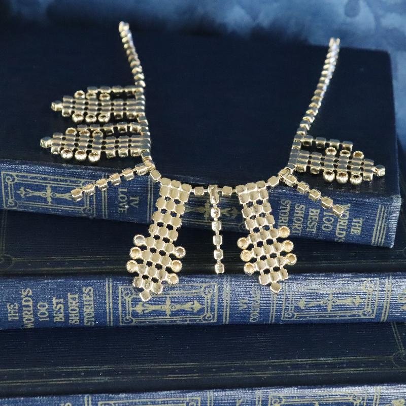 Vintage C.a. 1970-80s Czechoslovakian Powder Blue Rhinestone Evening Necklace- New Old Stock(MZ047)