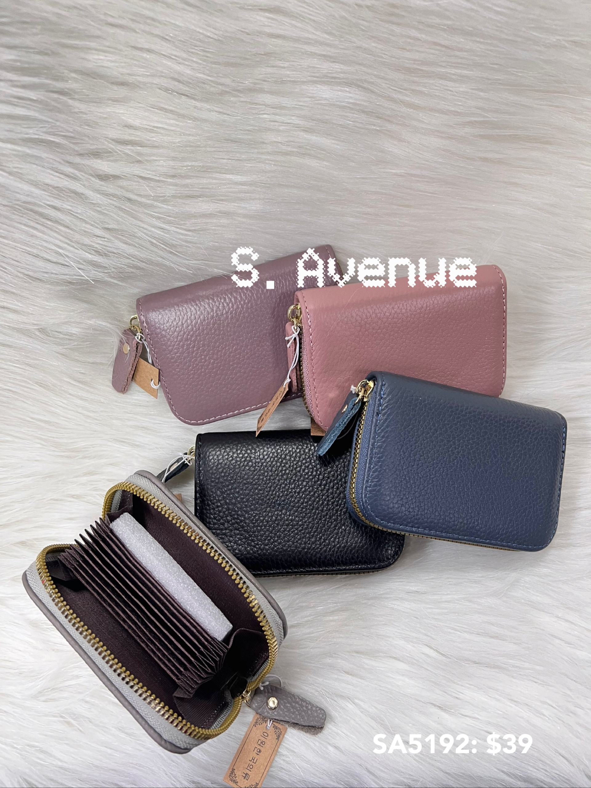 SA5192: 真皮頭層牛皮拉錬散紙包/卡片套