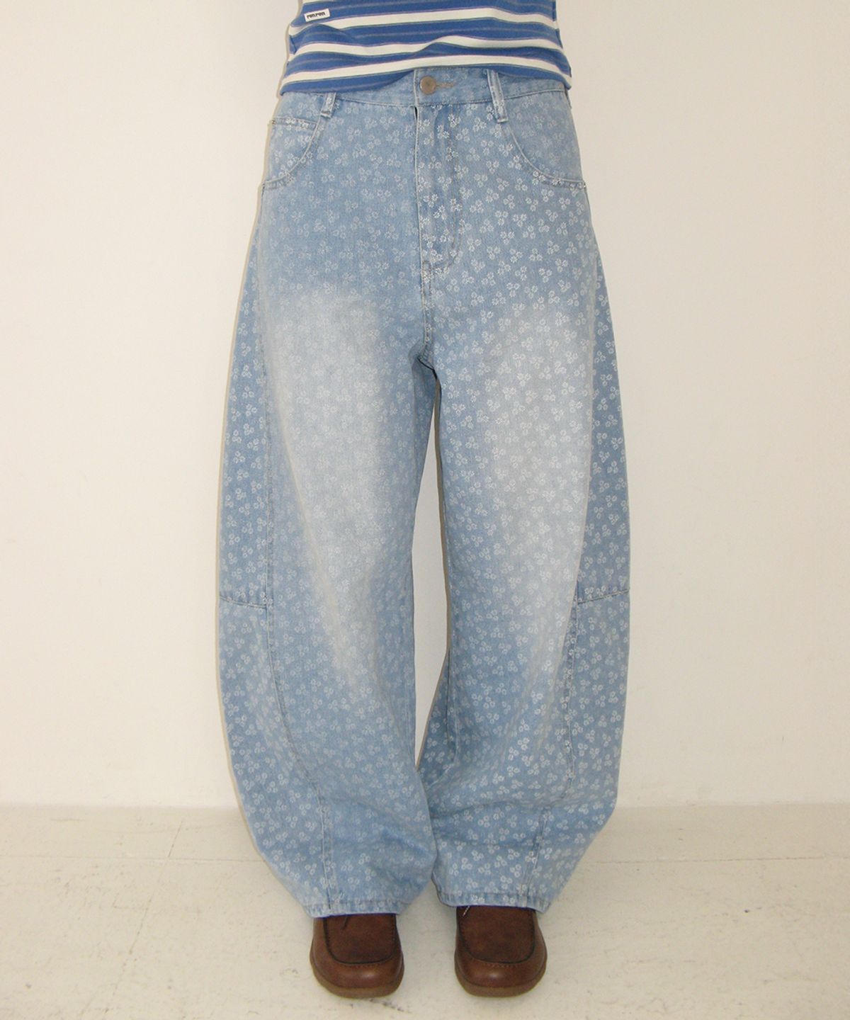 🇰🇷訂購｜ronron 26｜BALLOON FIT FLORAL DENIM PANTS 2色