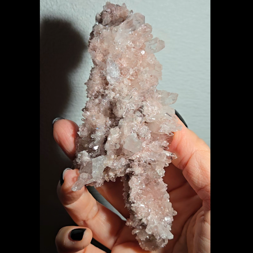 Extra pink pink Lemurian cluster with crystals on both sides - LQ194