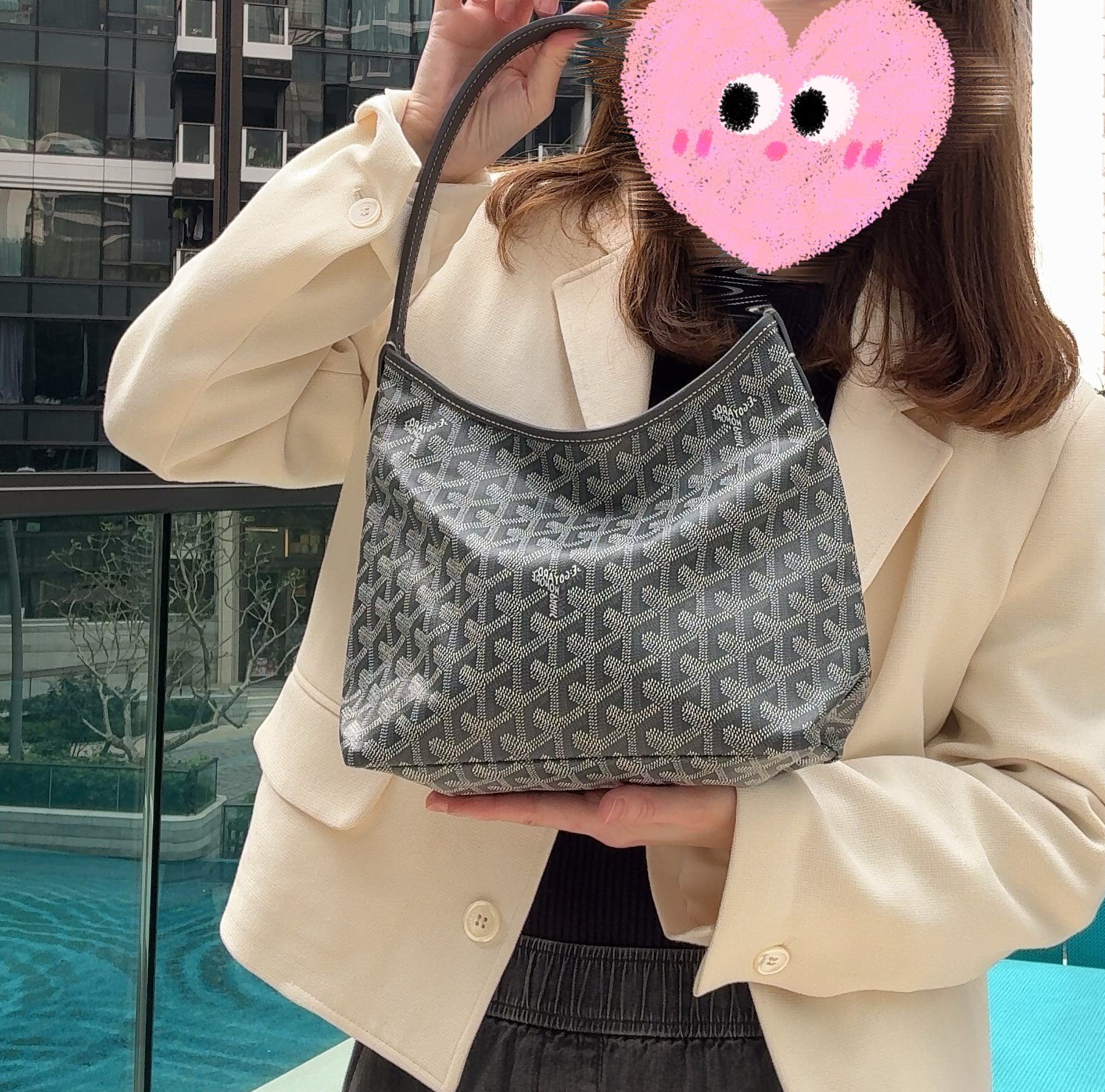 99% New Goyard Mini Hobo Bag-Grey