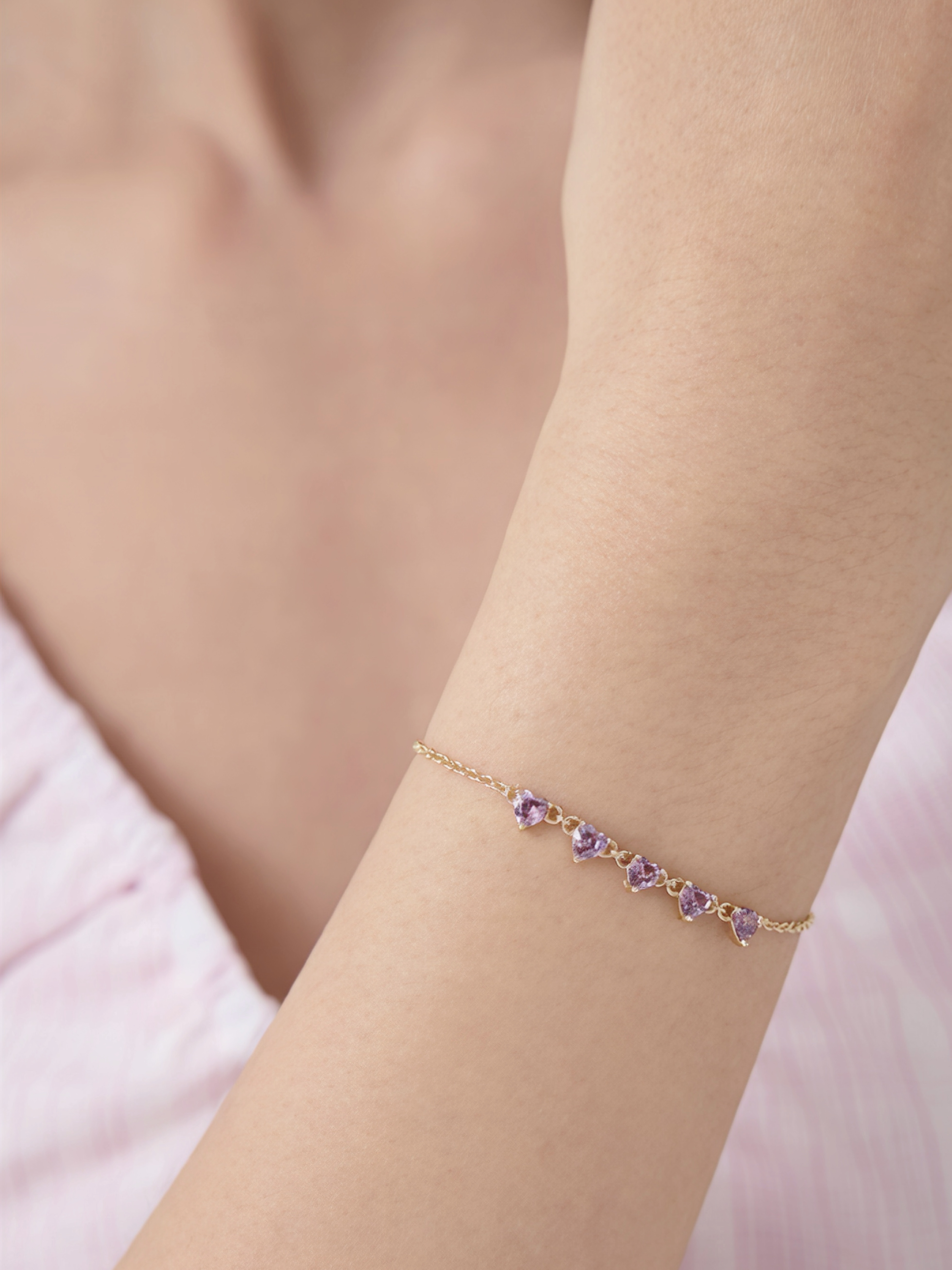 Lilac Heart Bracelet Plaqué or