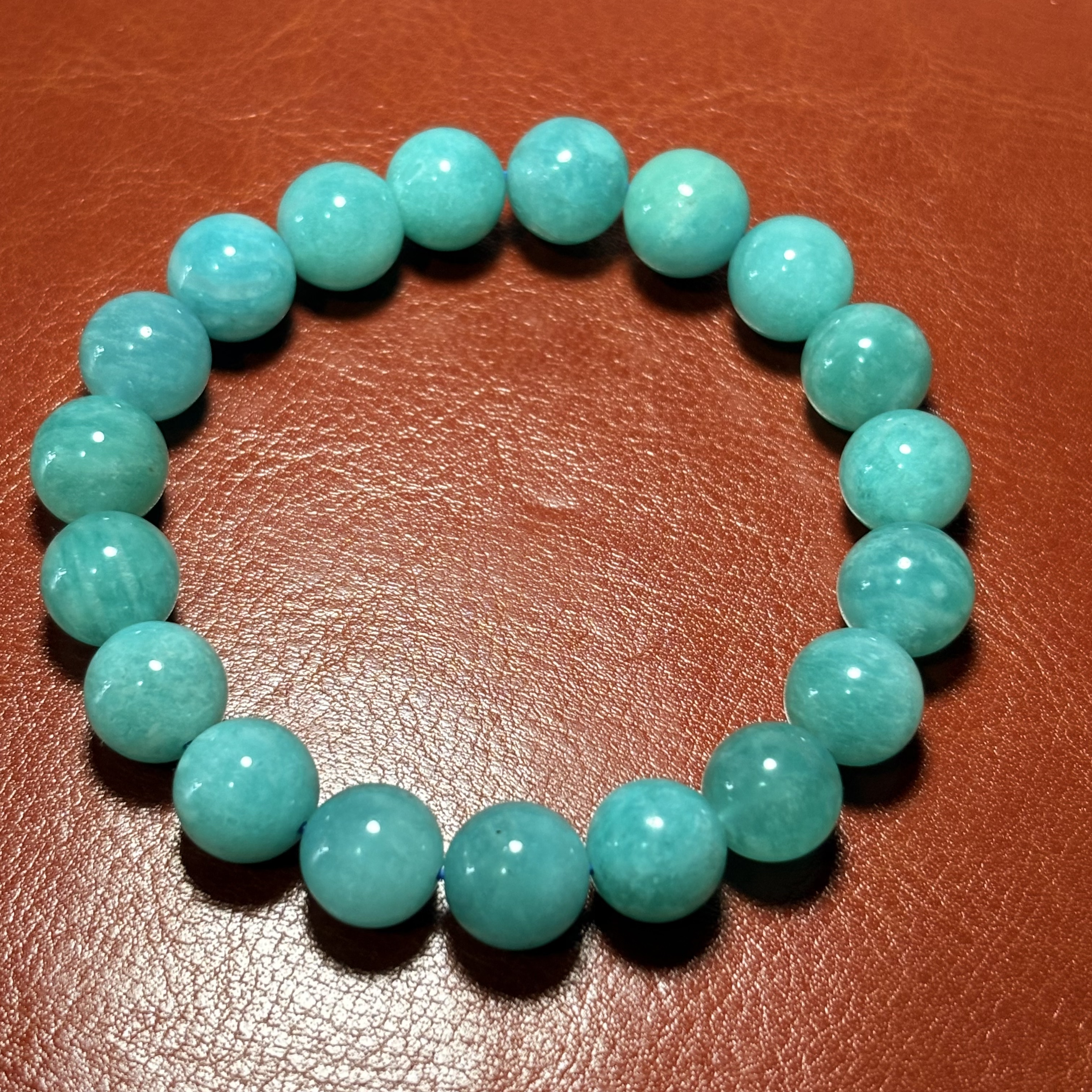 【好運】天然 天河石 手串 No.3046｜規格: 10.5mm珠/16cm內圈