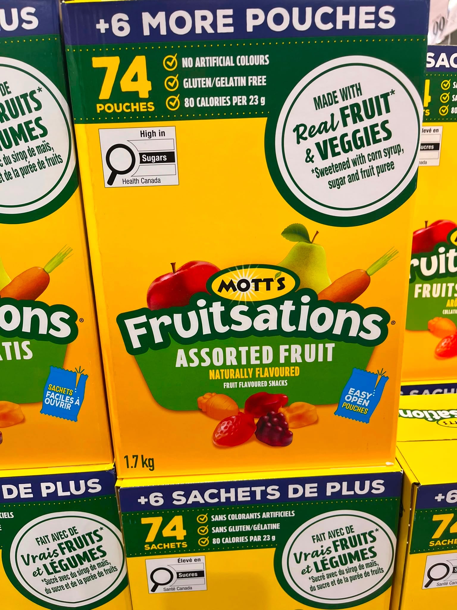 加拿大🇨🇦直送✈️🇭🇰 🔥COSTCO 本週特價🔥 Mott‘s Fruitsations Veggie Gluten Free Tropical Fruit 無麩質蔬菜水果軟糖🍇🍓🍒 ✅增量裝 74包  ❗️❗️1.7 kg
