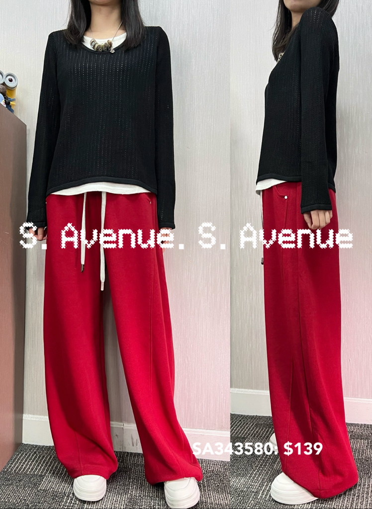 SA343580: 長袖假兩件通花線top