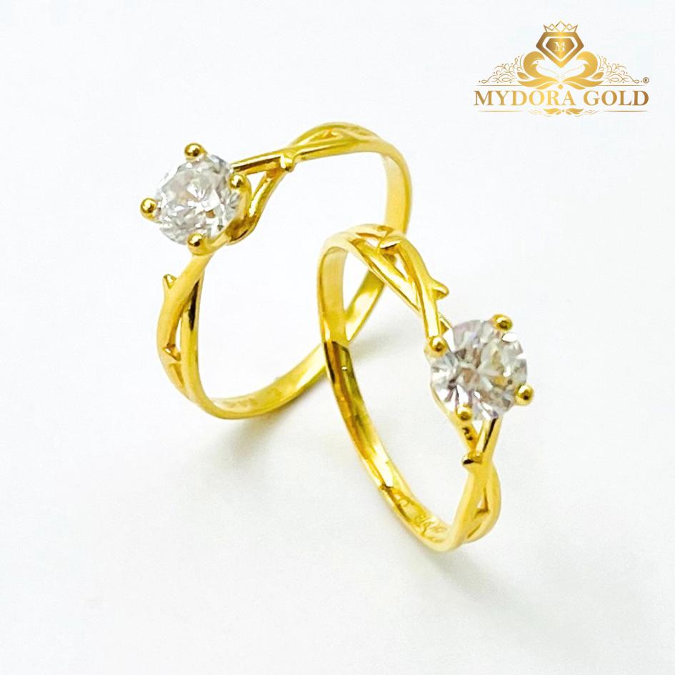 MYDORA Emas 916 Cincin Batu CZ Classy Twist l EMAS 916/22K