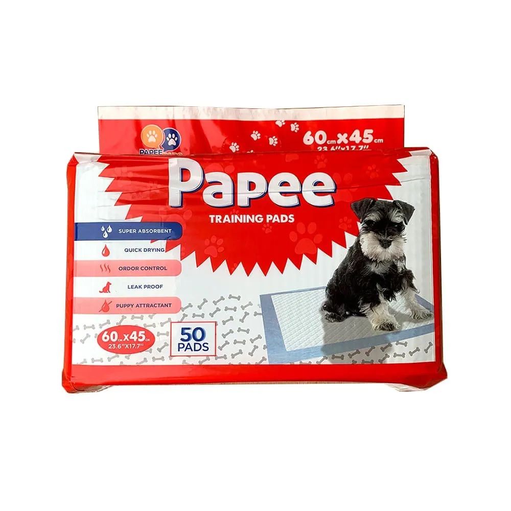 Papee 寵物訓練墊 60x45 釐米，50 片裝，超強吸收力，快速乾燥，氣味控制，防漏，小狗引誘劑