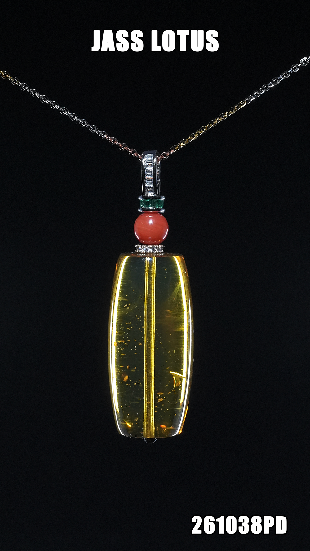 緬甸天然琥珀金藍雨花珀桶形珠吊墜