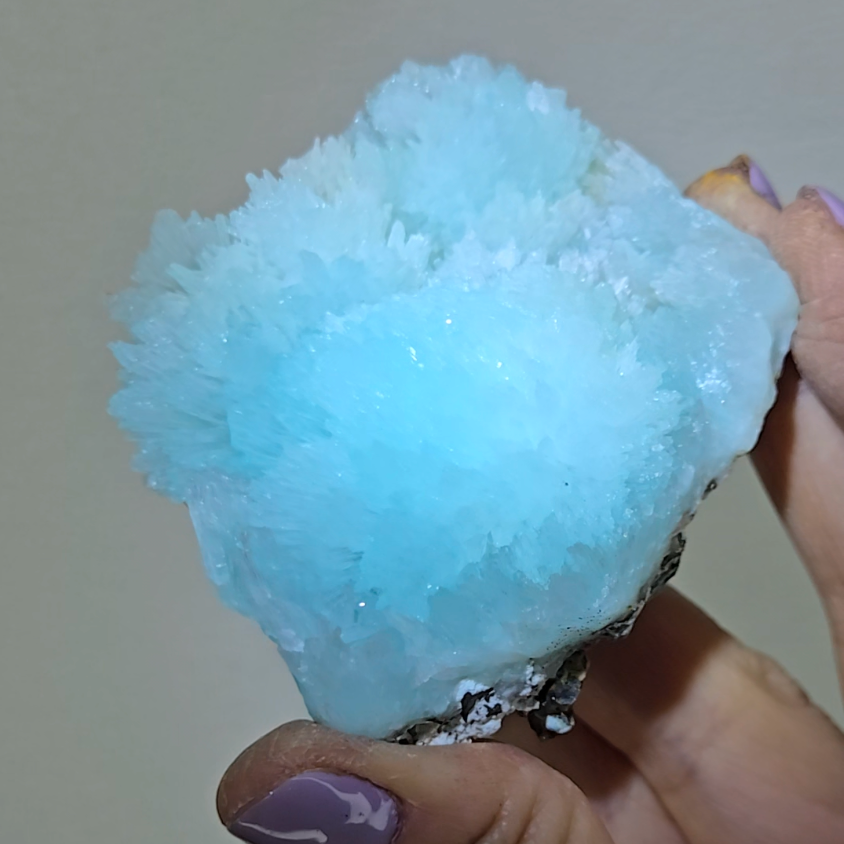 Blue aragonite needle cluster with flower buds - AR45