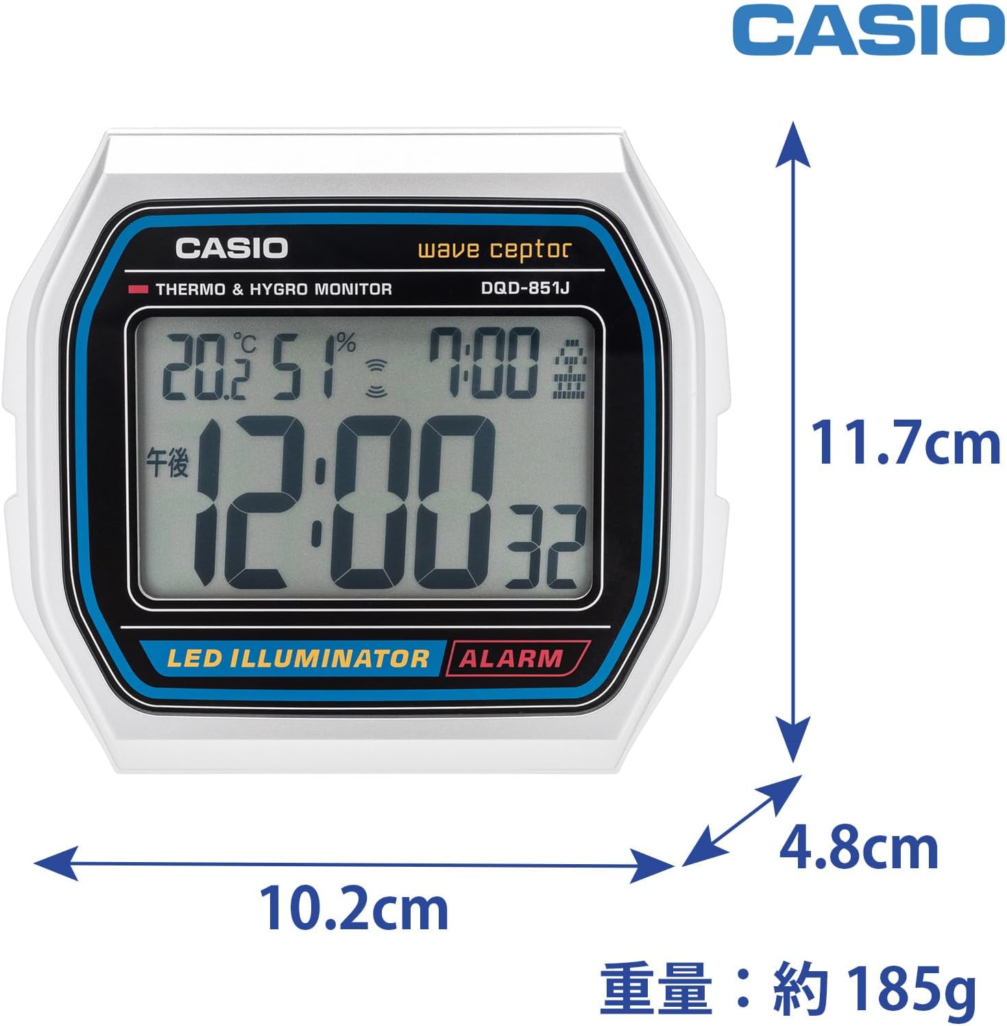 預訂 | 日本 CASIO 電波座枱電子鬧鐘｜溫度濕度顯示・銀色