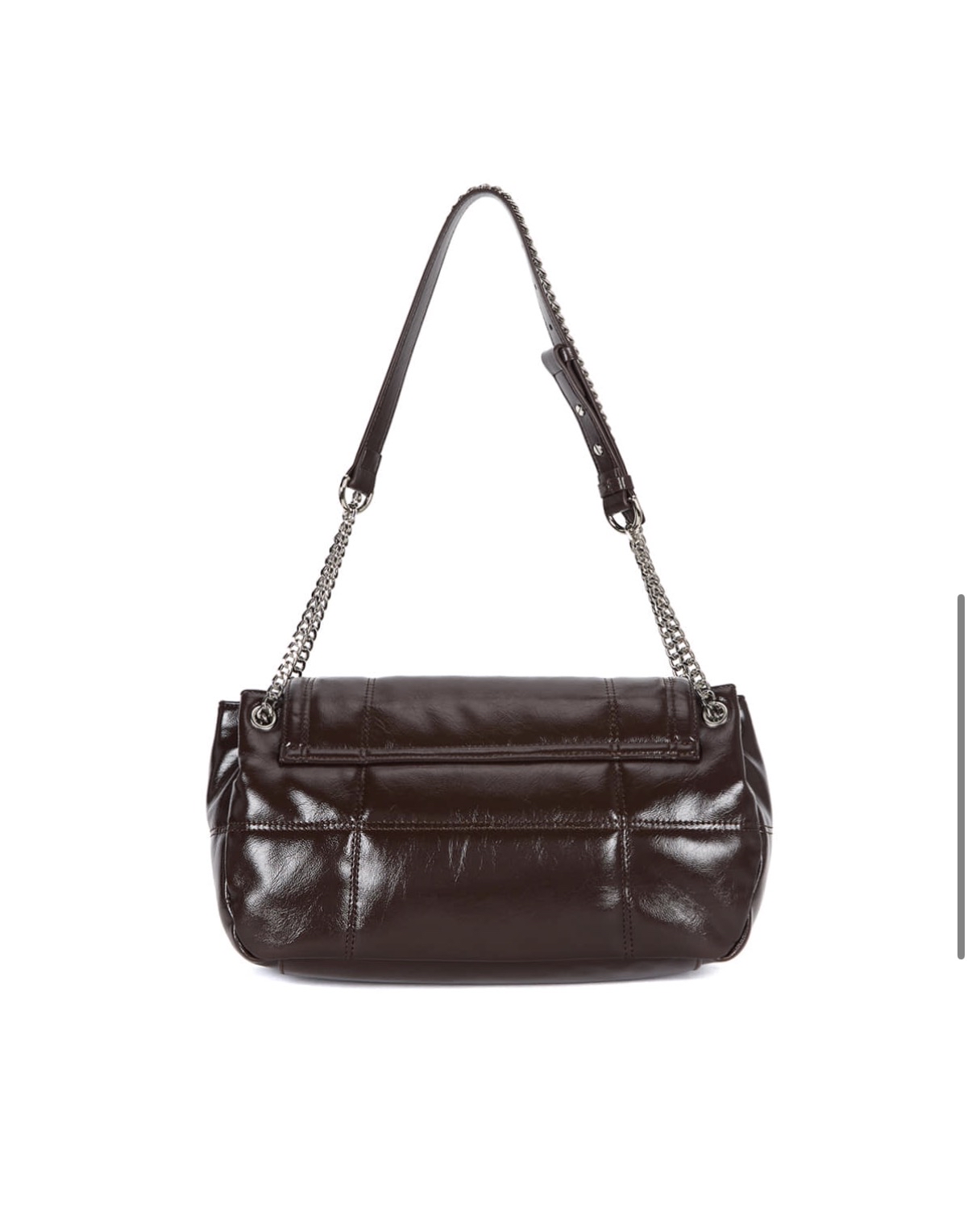 MATIN KIM 特價場GLOSSY QUILTING MEDIUM CHAIN BAG IN DARK BROWN