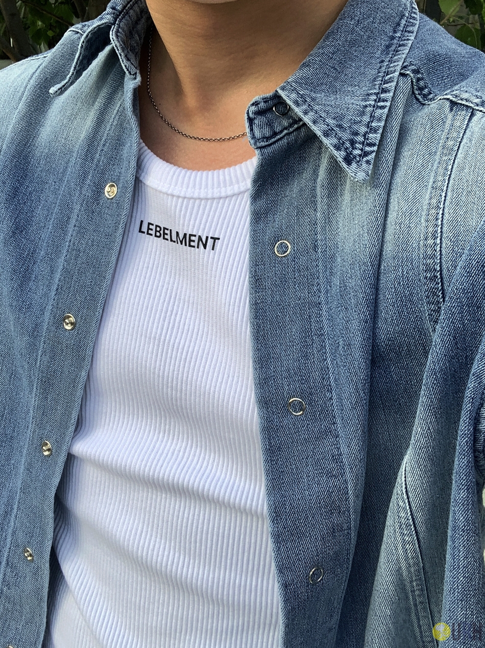 【100%保證韓國直送】韓國品牌原創系列 簡約前後字母印花挺闊修身肌肉版型螺紋背心 👕 [3 color] RL114894