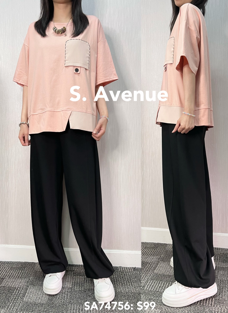 SA74756: 短袖鬆身一個袋tee