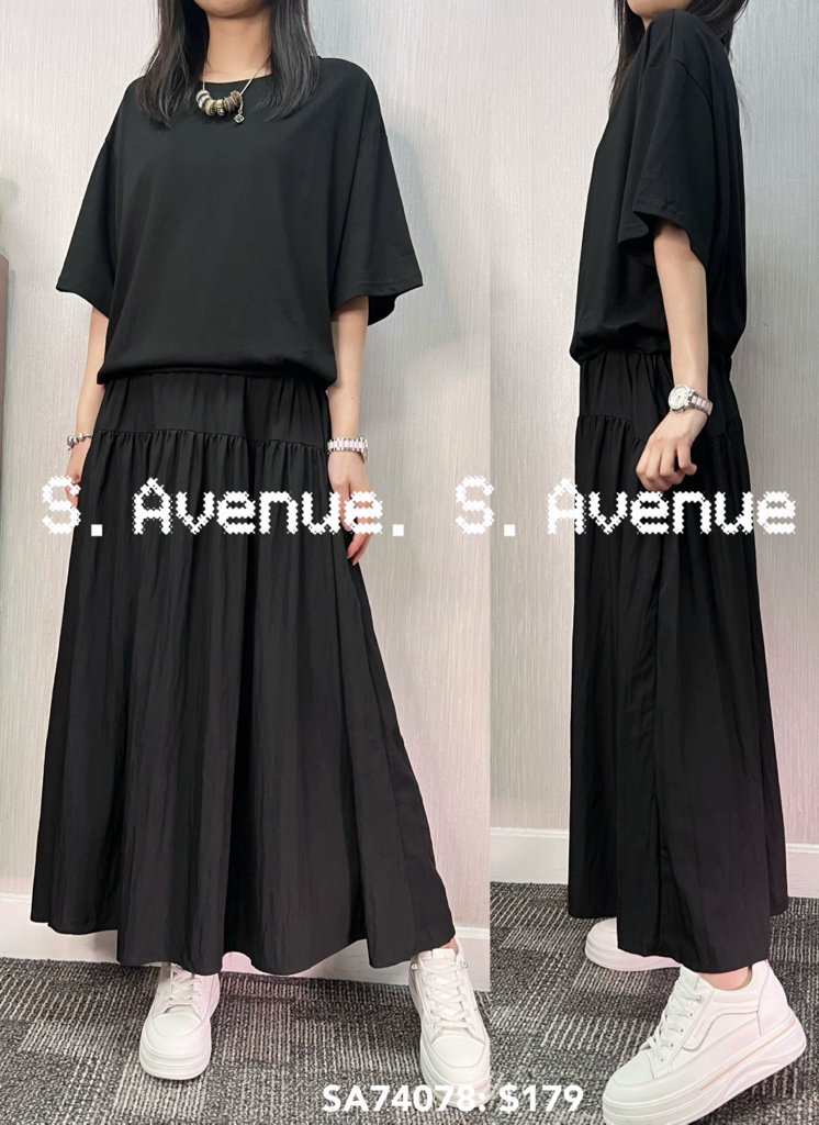 SA74078: 短袖淨色束腰op