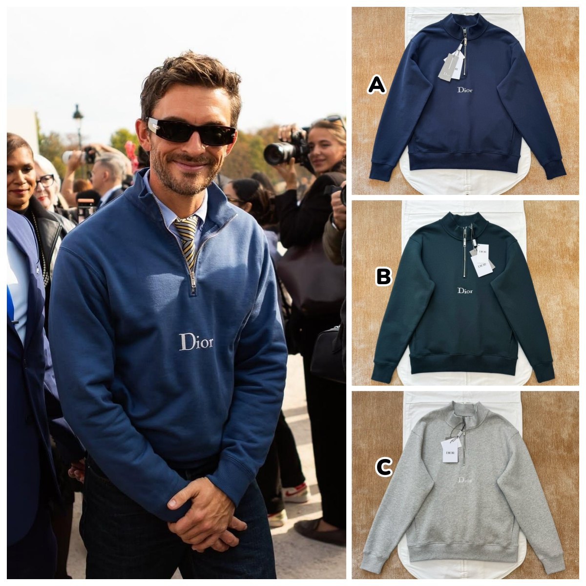 【頂級原單】Dior Sweatshirt à col zippé 刺繡標誌拉鍊領抓絨衛衣