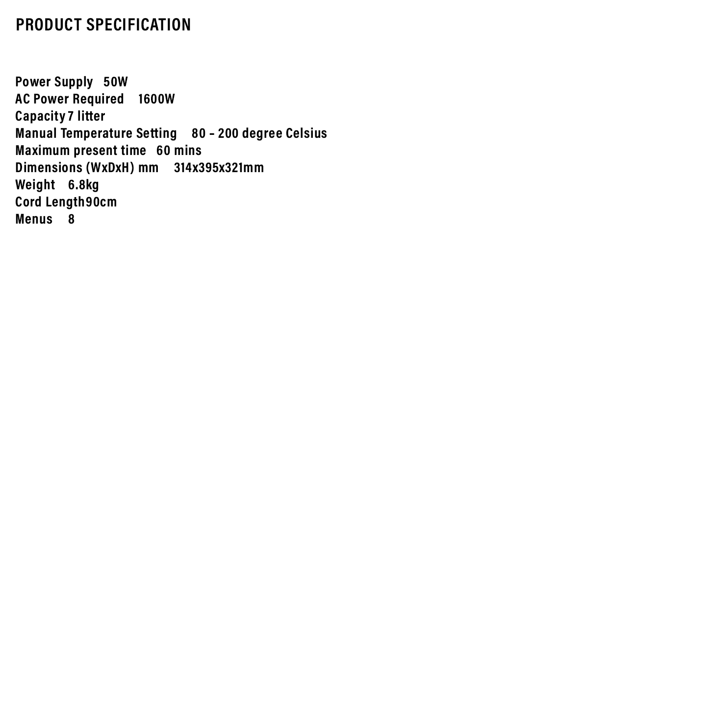 Sharp 7L Large Capacity Air Fryer (KFAF70MBK)