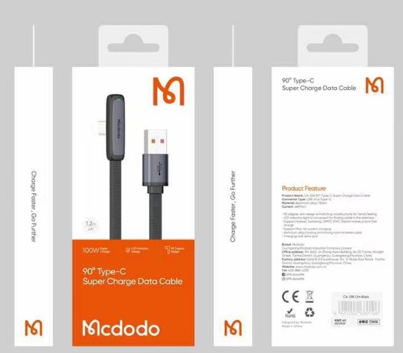 MCDODO CA3350 90 DEGREE TYPEC TO LIGHTNING DATA CABLE (BLACK)-CABLE:90 DEGREE C-LG