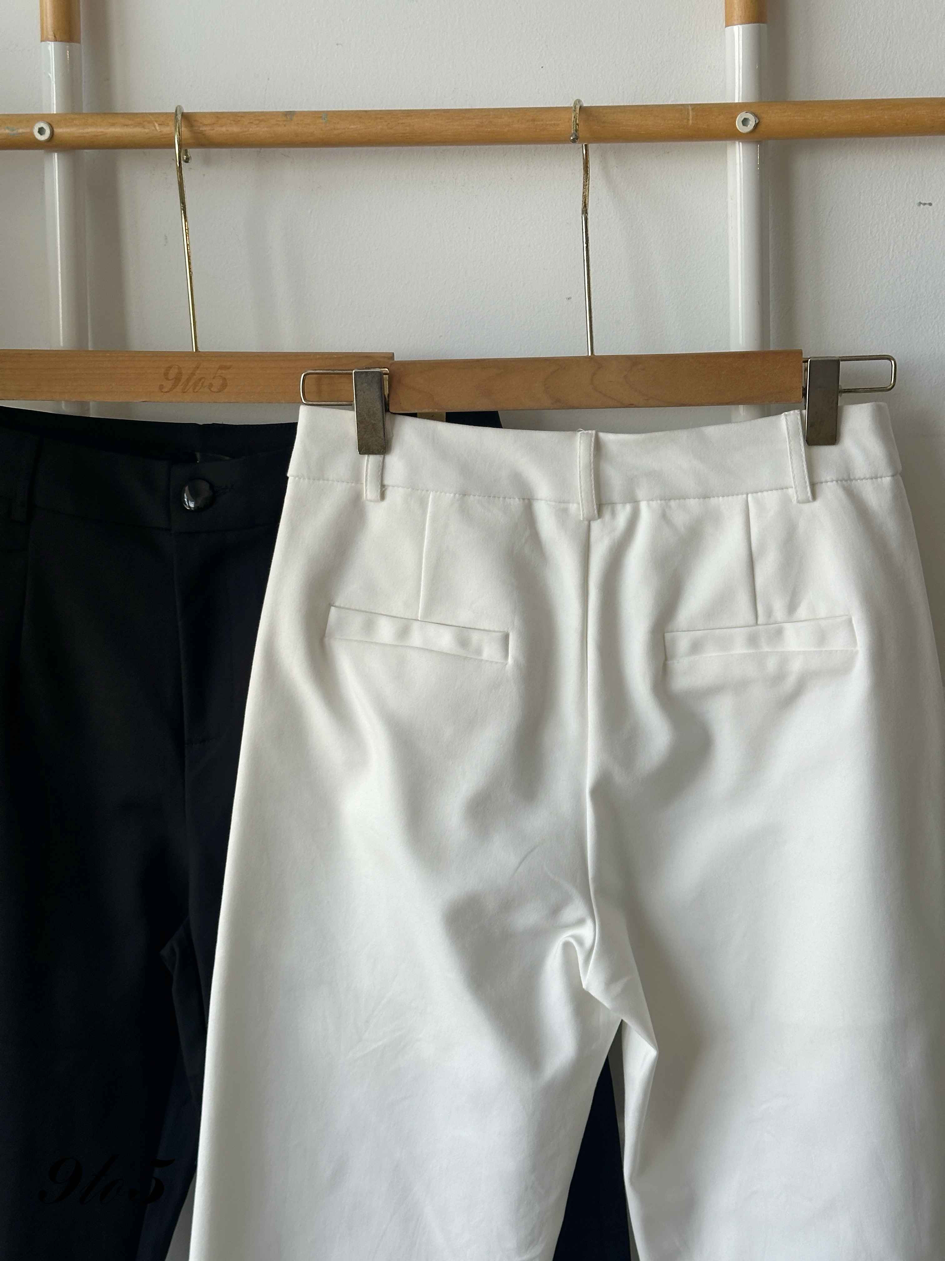 S1881 Long Straight Pants - Black & White