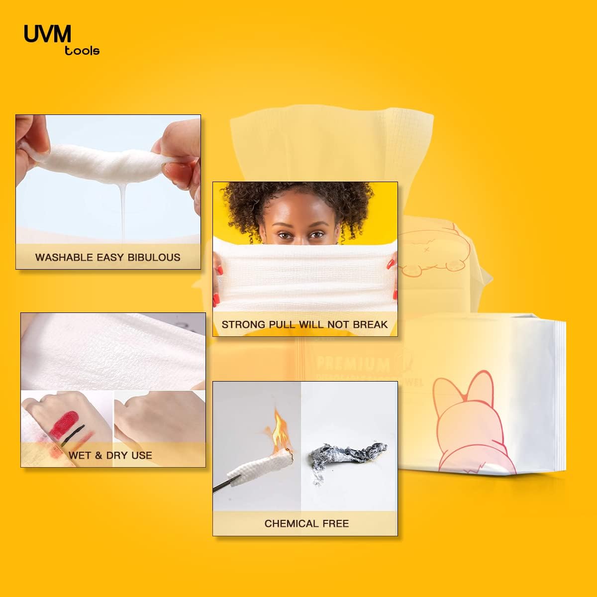 UVM tools 一次性 柔軟 洗臉巾 (60片裝-珍珠紋) 潔面巾