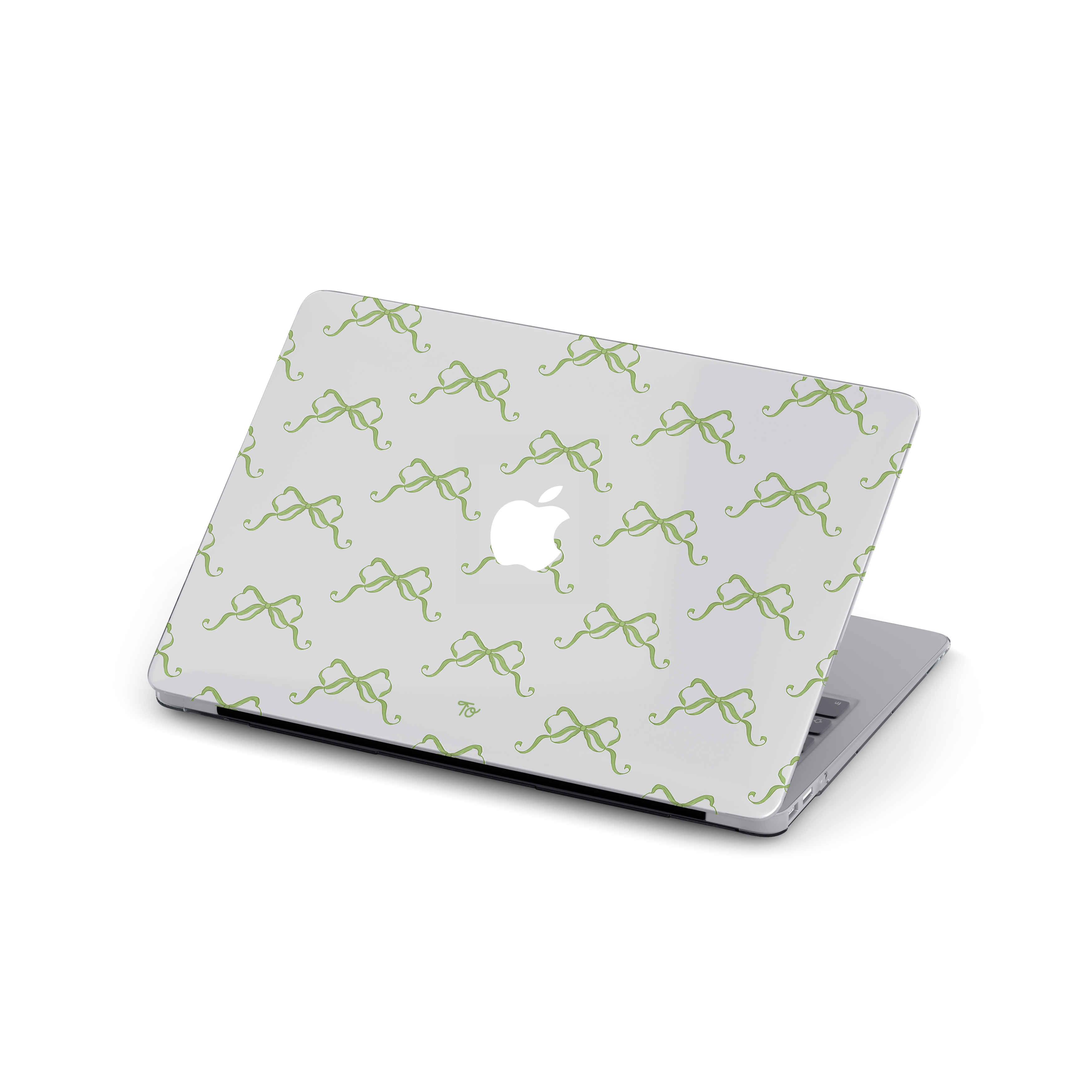 【Olive Green Ribbons in Full Printing】Transparent MacBook Protective Case