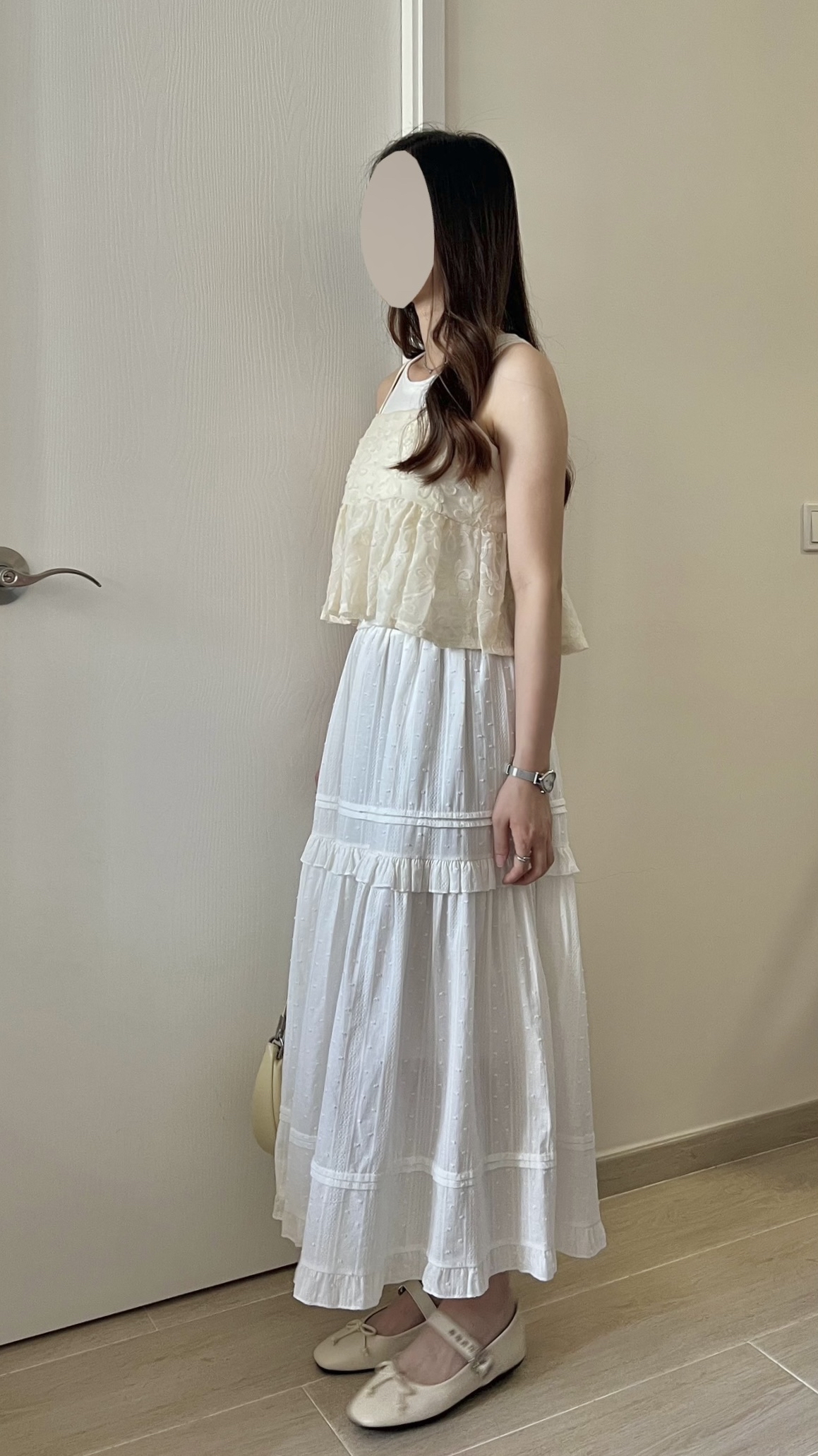 甜價仙氣花花兩穿吊帶背心 杏色