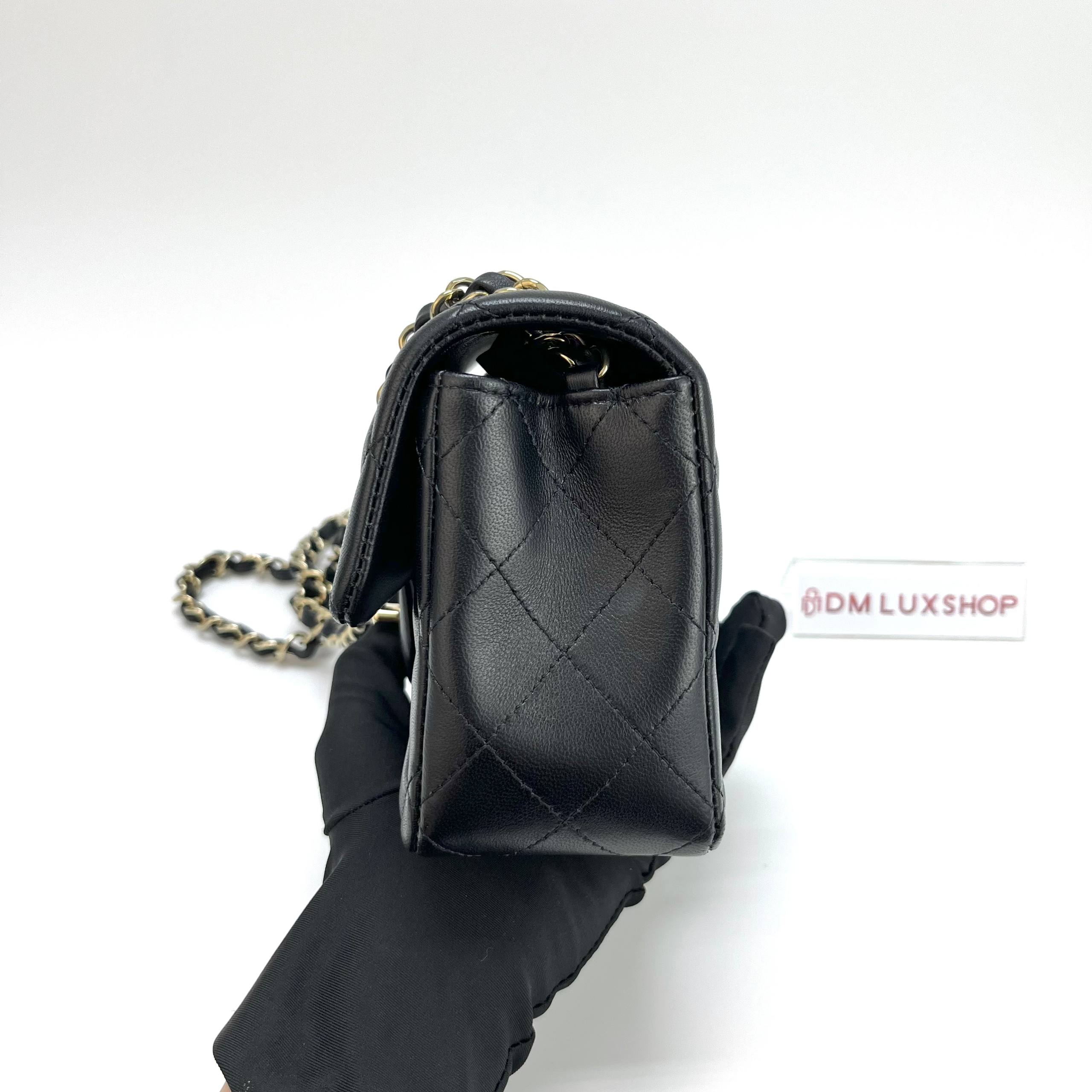 Chanel Black CF Mini Rectangular GHW (Microchip)