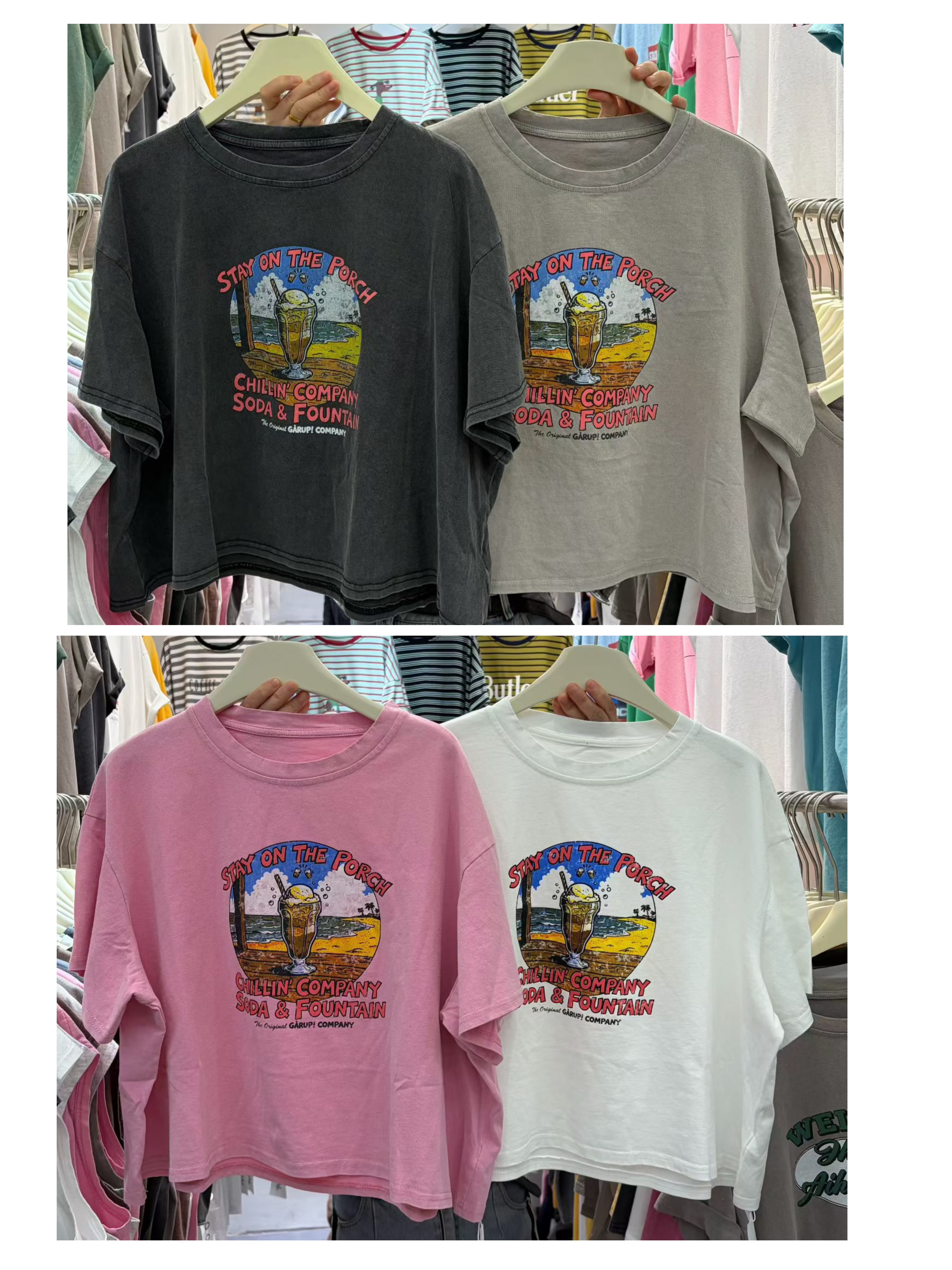 洗水print Tee