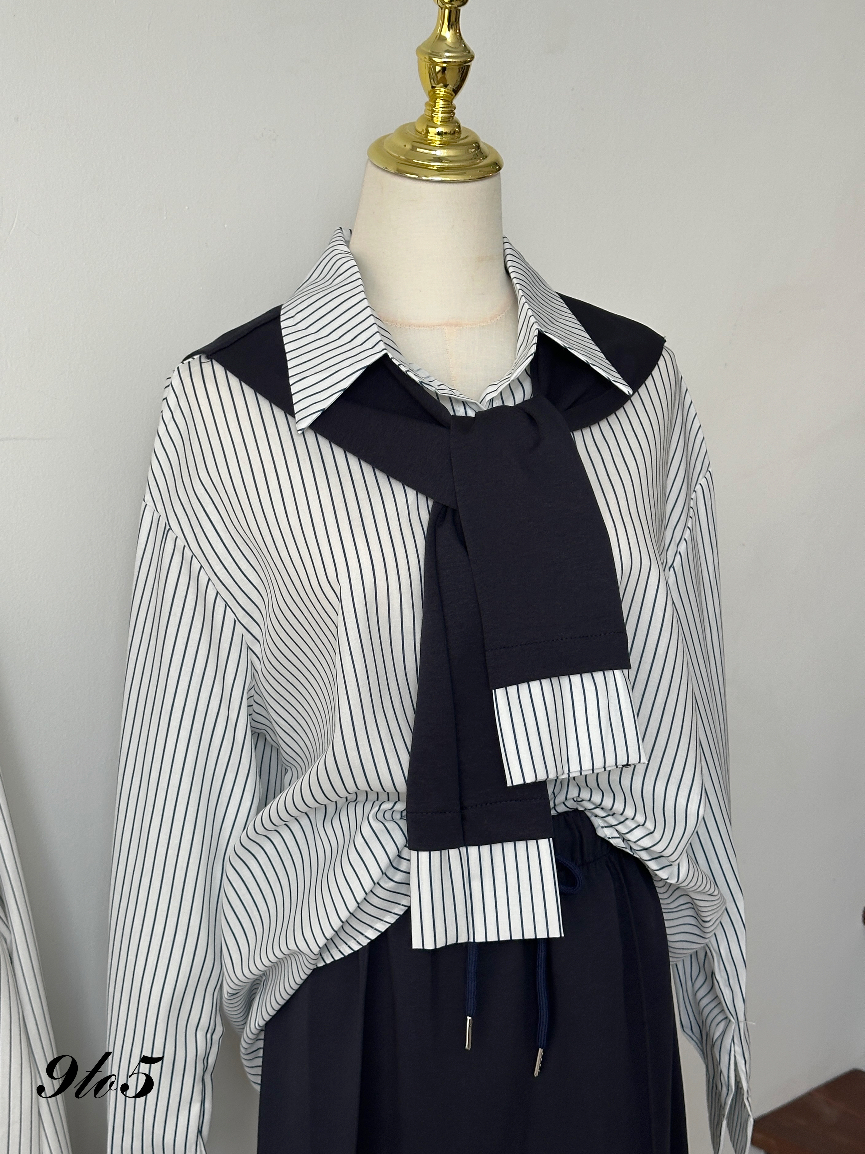 D2347 Preppy Style Matching Set - Blue & Grey