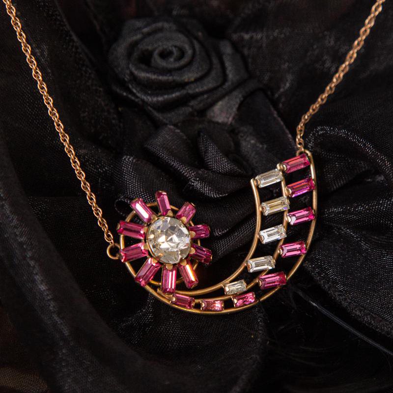 C.a. 1940-50s L.B CO 1/20 12kt Gold Filled Pink Floral Wavy Necklace (AB102)