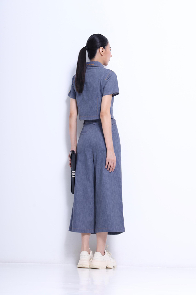 CB2750 Contrast Stitch Cropped Top