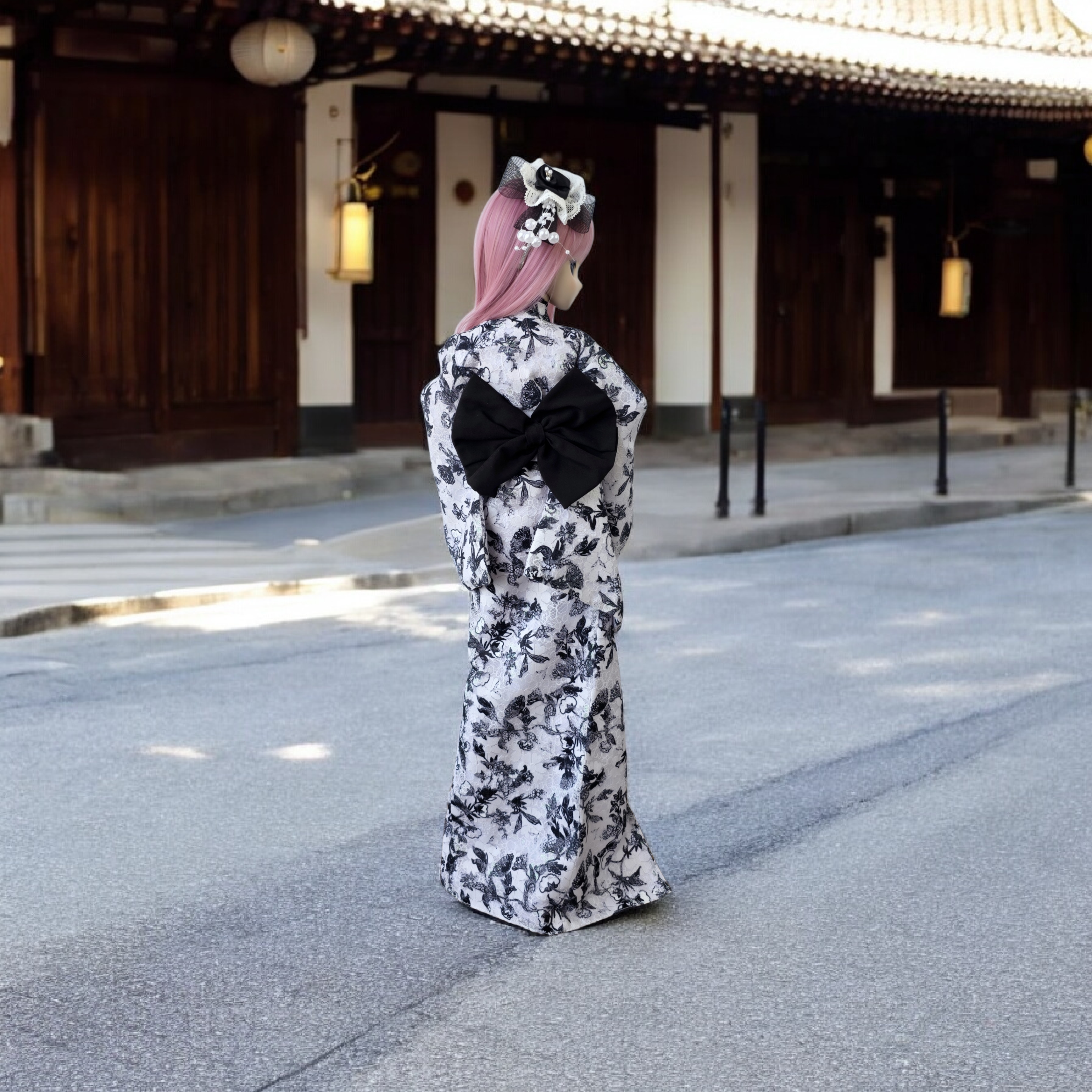 【dollremi】(DD0895) 黑白蕾絲和服 Black and White Lace Kimono