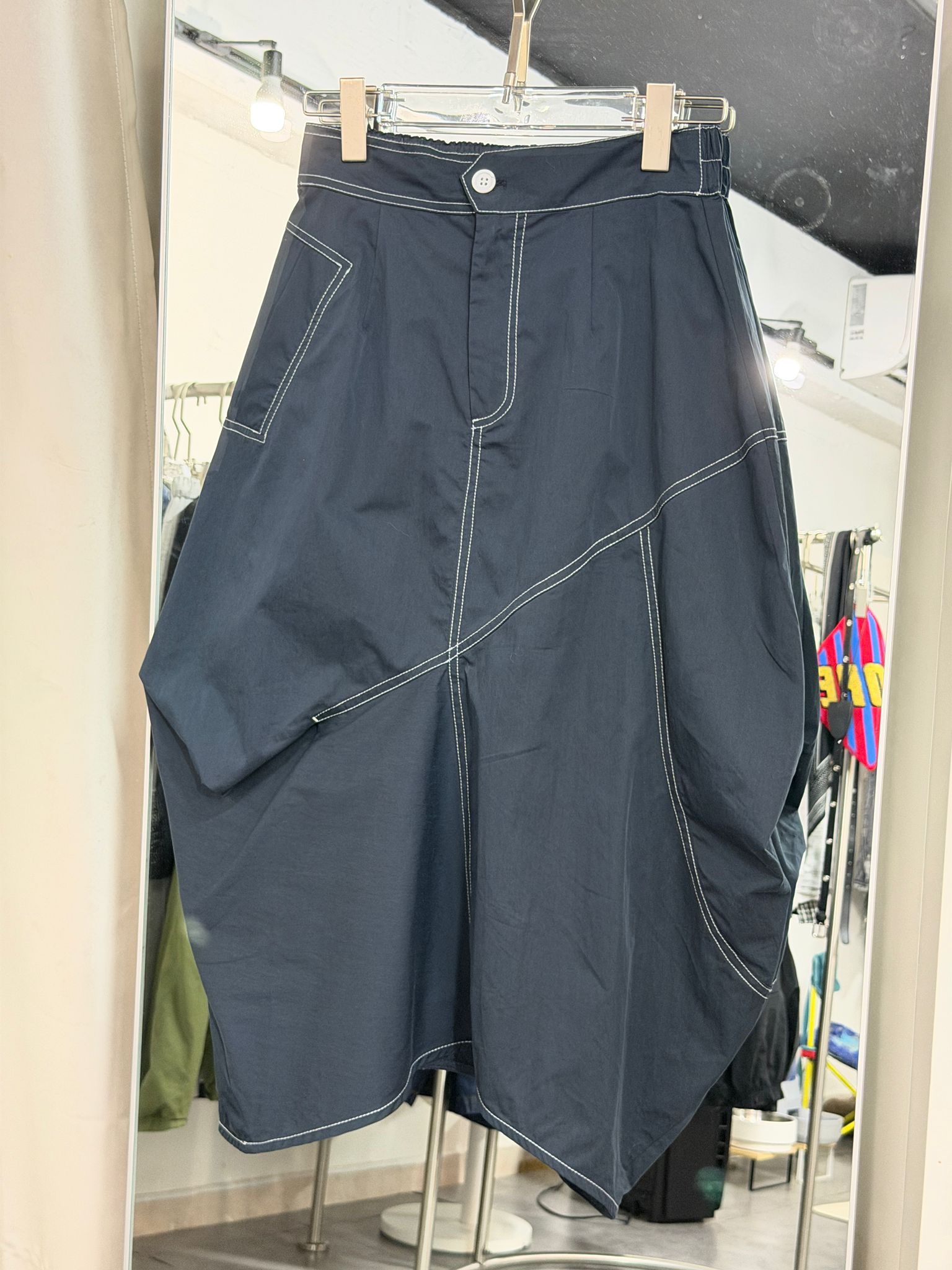 幾何拼接寬鬆休閒褲裙