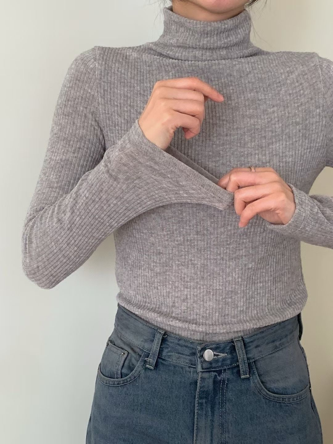 [𝙥𝙧𝙚-𝙤𝙧𝙙𝙚𝙧]10%羊毛羅紋高領長袖上衣(五色入)