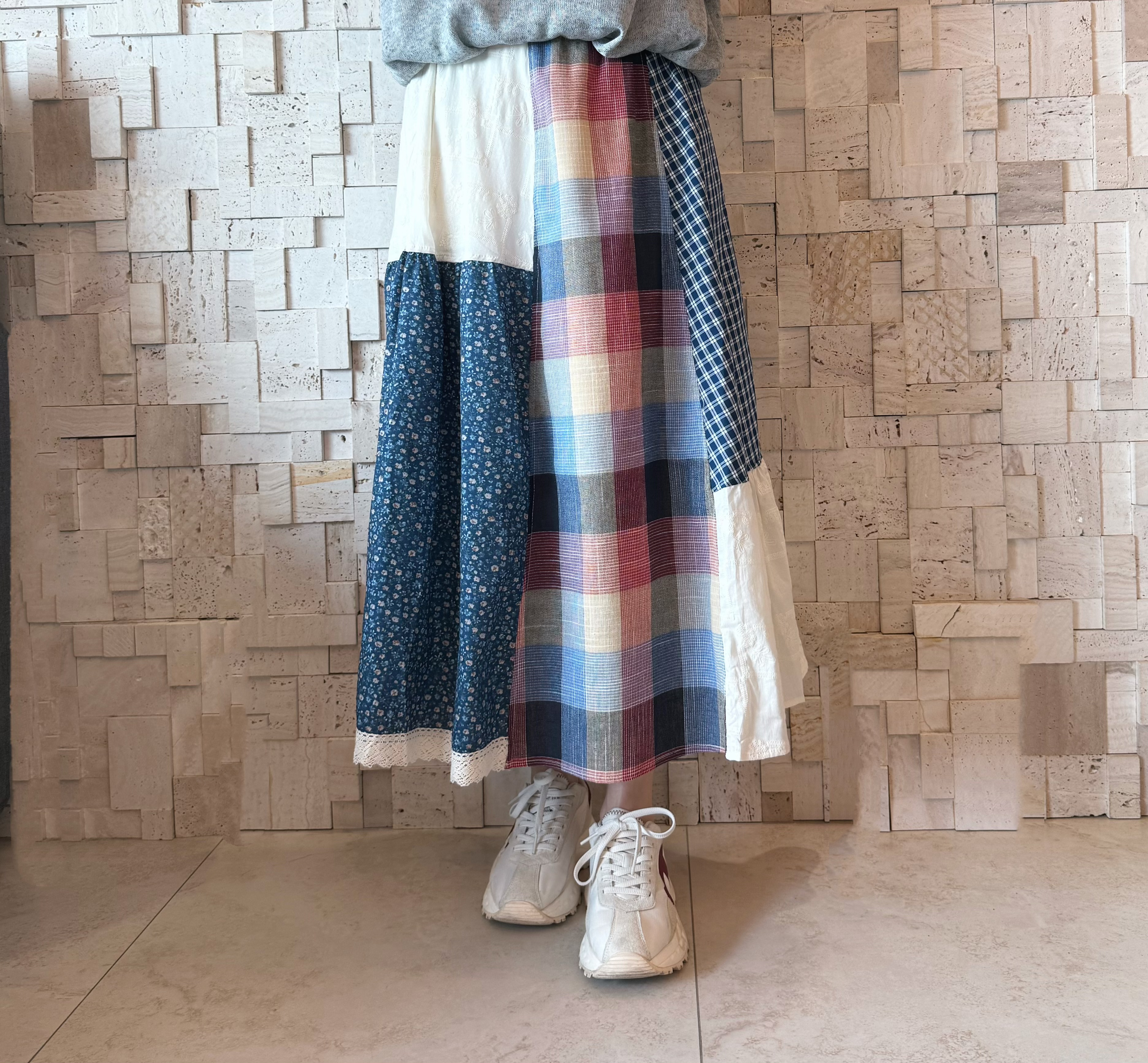 B00568 不規則拼布裙💙