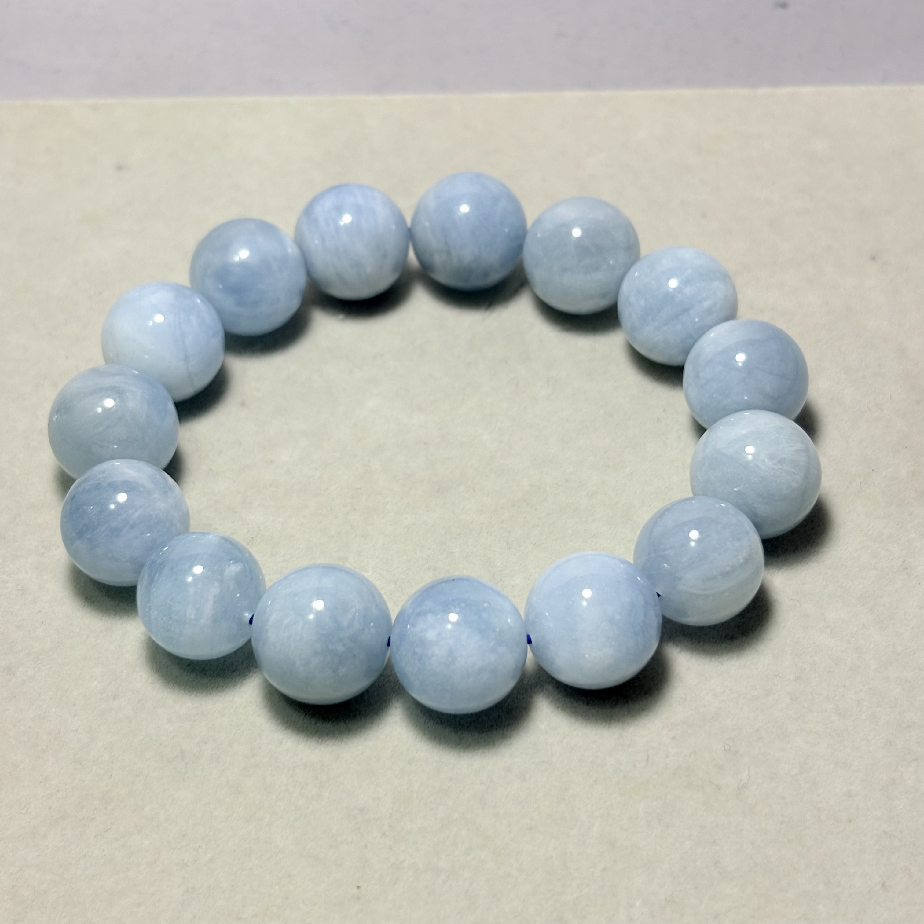 15mm海藍寶天然晶石手串No.4061