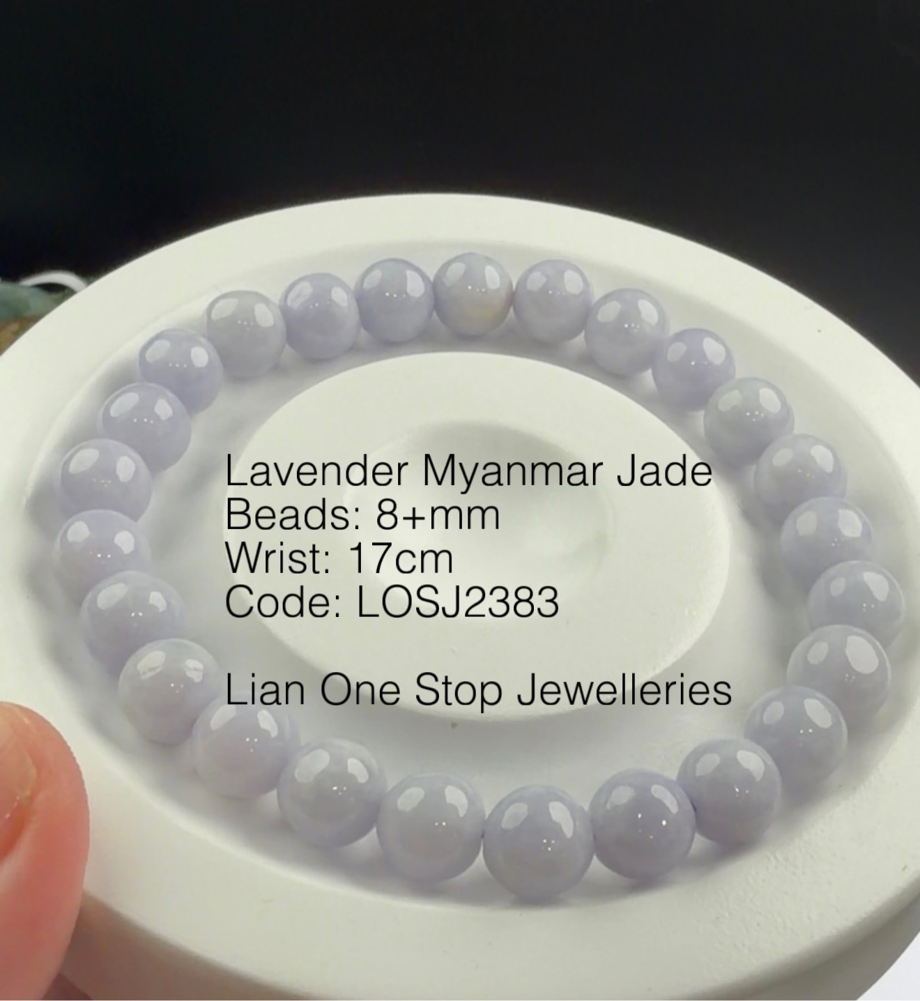Code: LOSJ2383 Lavender Myanmar Jade 8+mm
