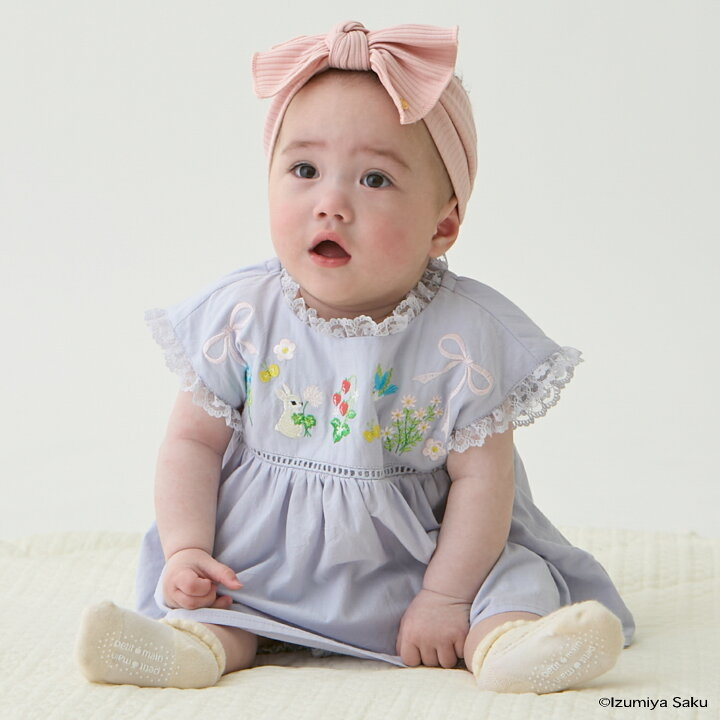 🇯🇵預訂 日本直送🇯🇵Petit Main x Izumiya Saku兩色圖案刺繡蕾絲上衣短褲套裝