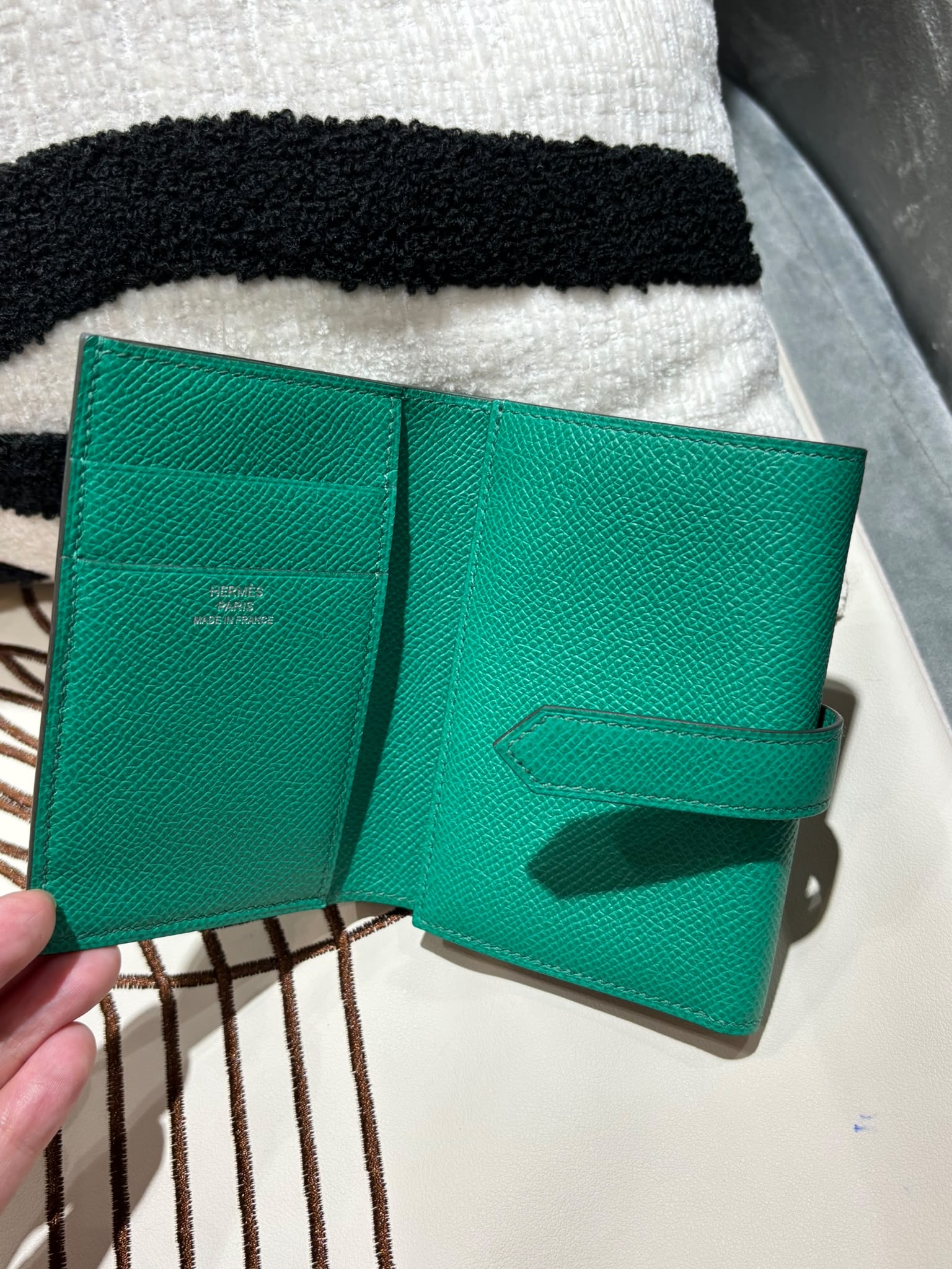HERMES Bearn Compact Stamp Z Short Wallet Epsom Calfskin 牛皮帝王綠色 100%Authentic,98% new ✅box 