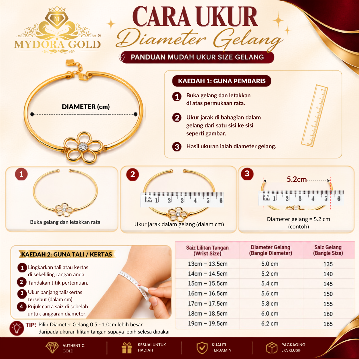 MYDORA Gelang Pintal Jagung | Emas 916/22k