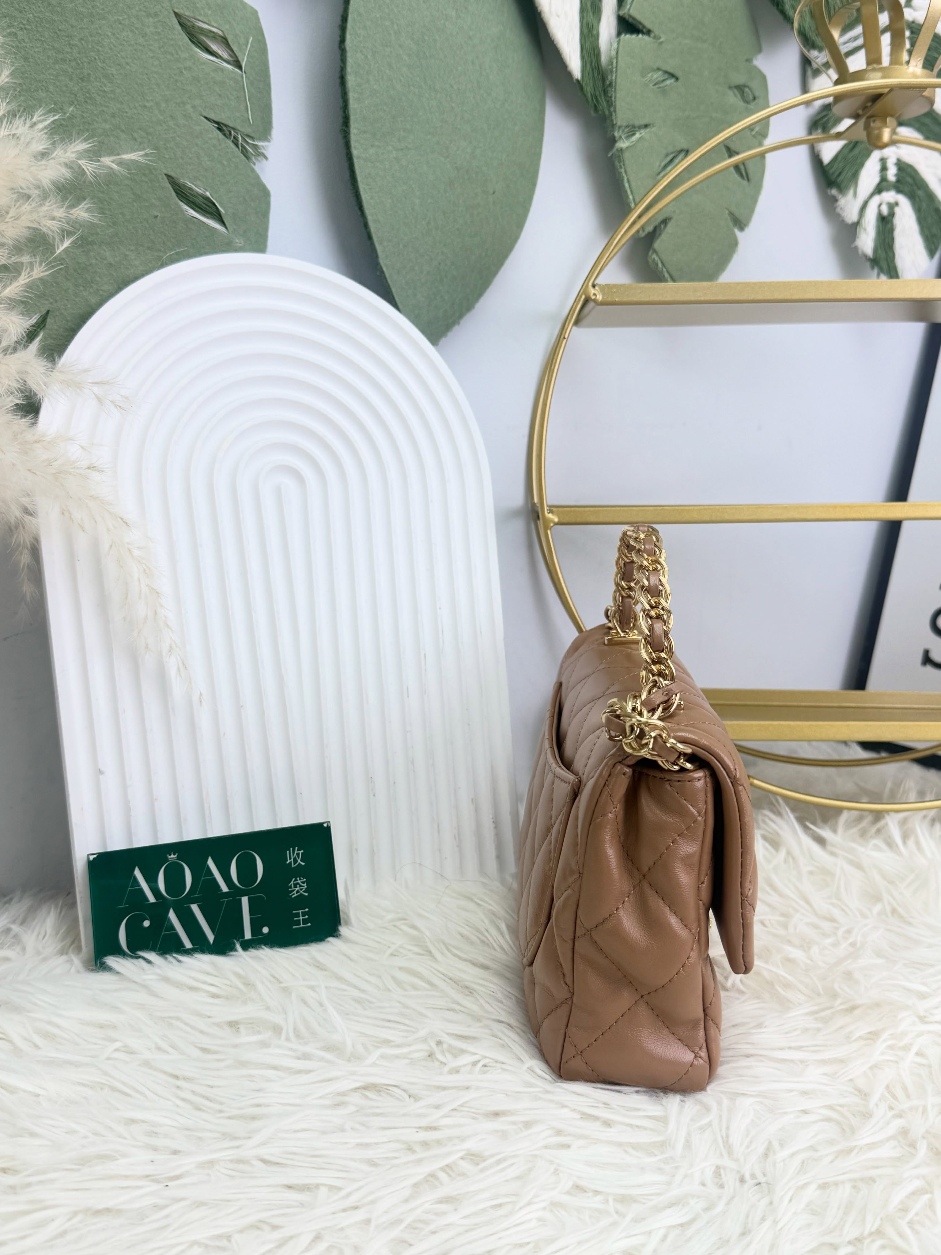 Chanel👜 PRE OWNED 🛍️駝色cf handle晶片款 🧡全套有單 🤎
