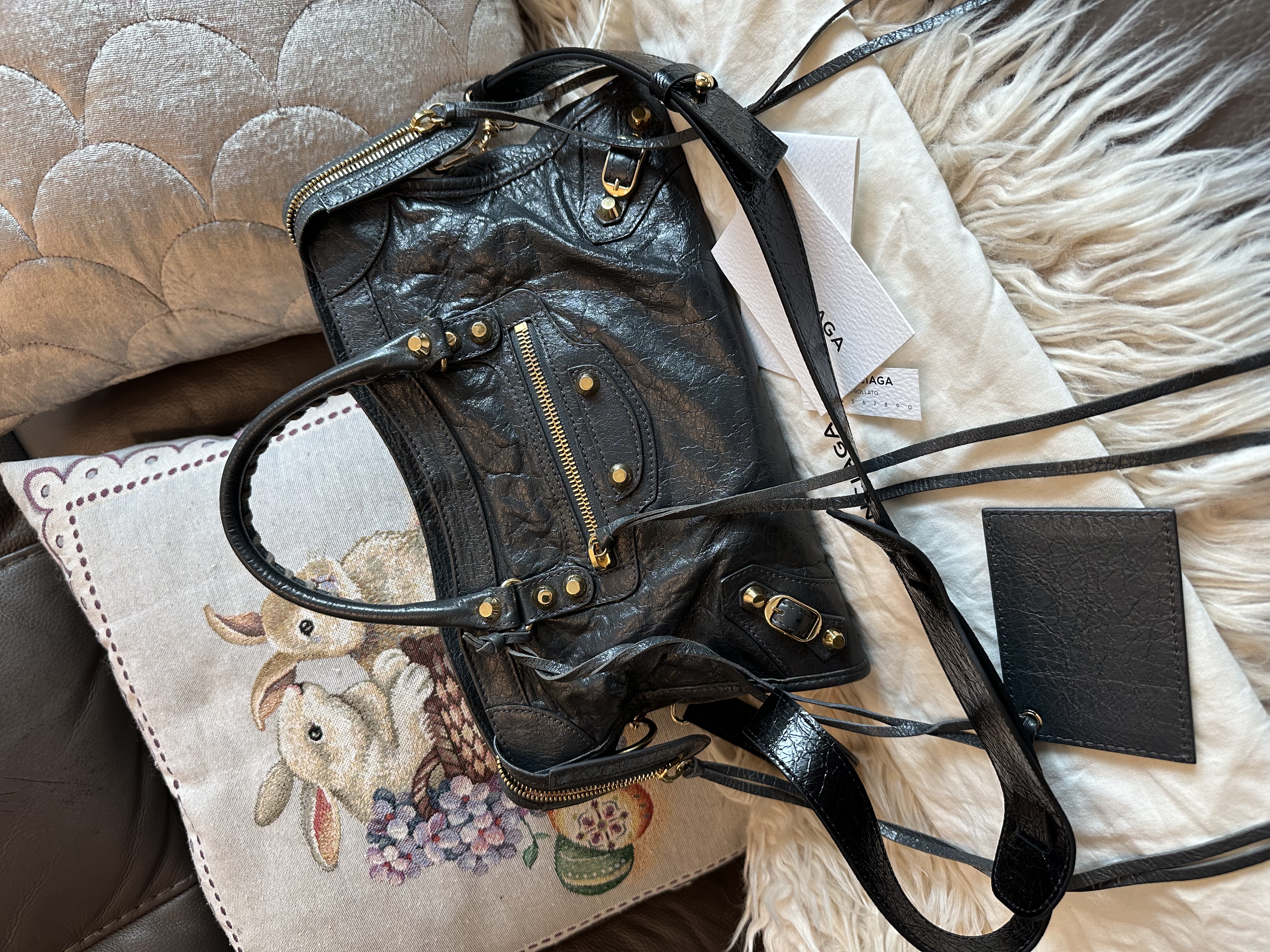 balenciaga dark grey city ghw 