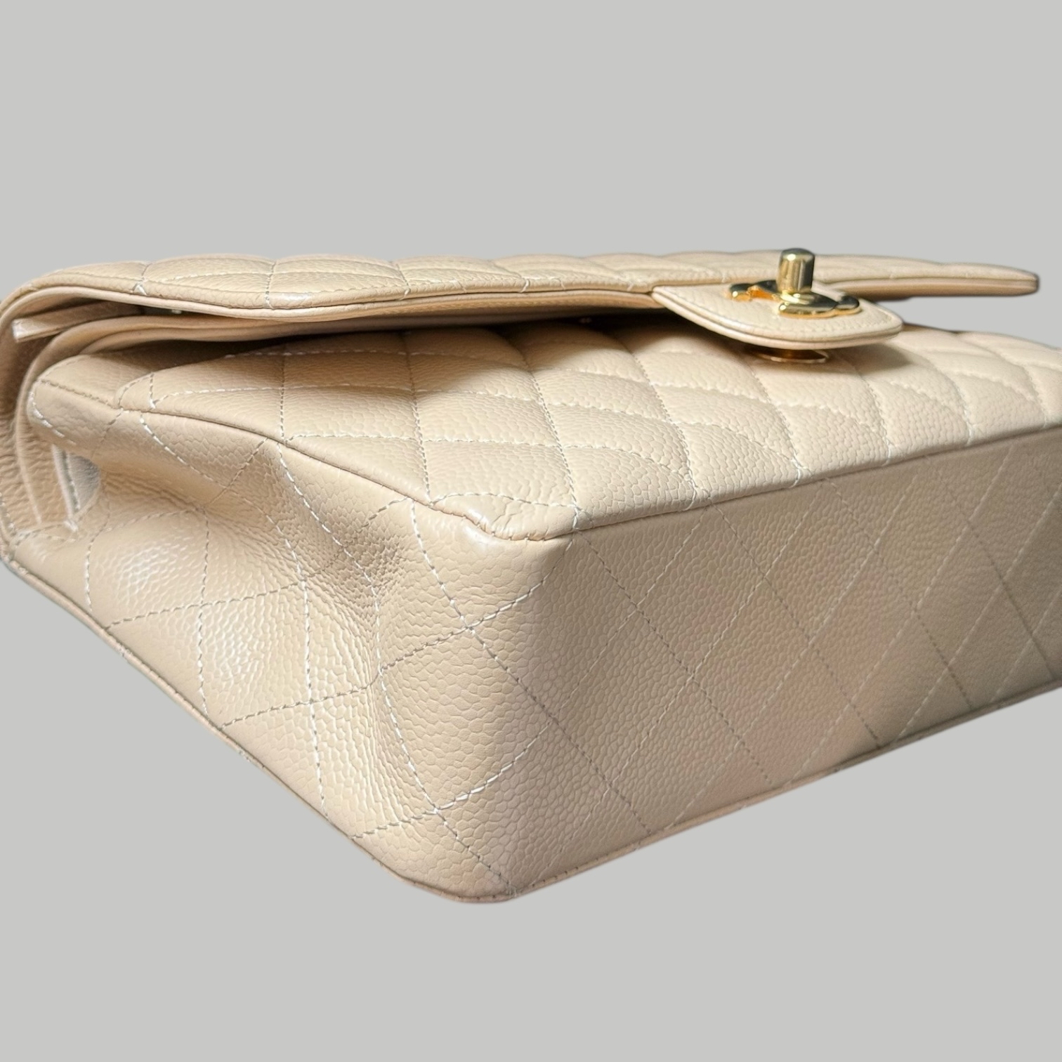 Chanel Caviar CF25 奶茶金扣