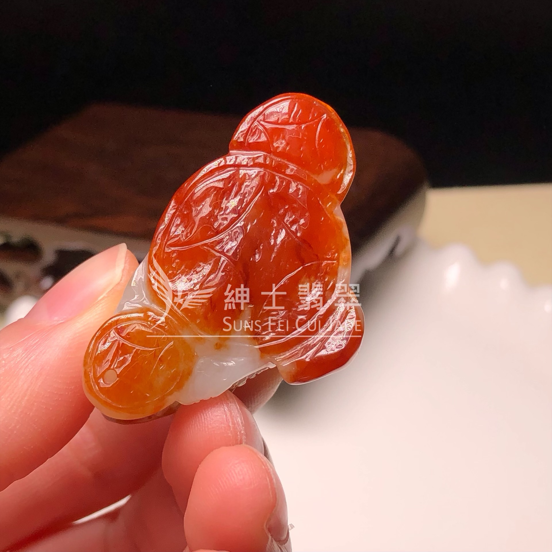 B08604 冰紅翡三足金蟾